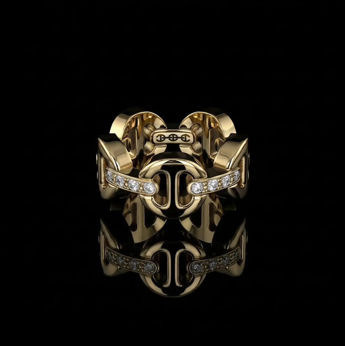 HB005D CLASSIC TRI-LINK WITH DIAMOND BRIDGES - 18K GOLD