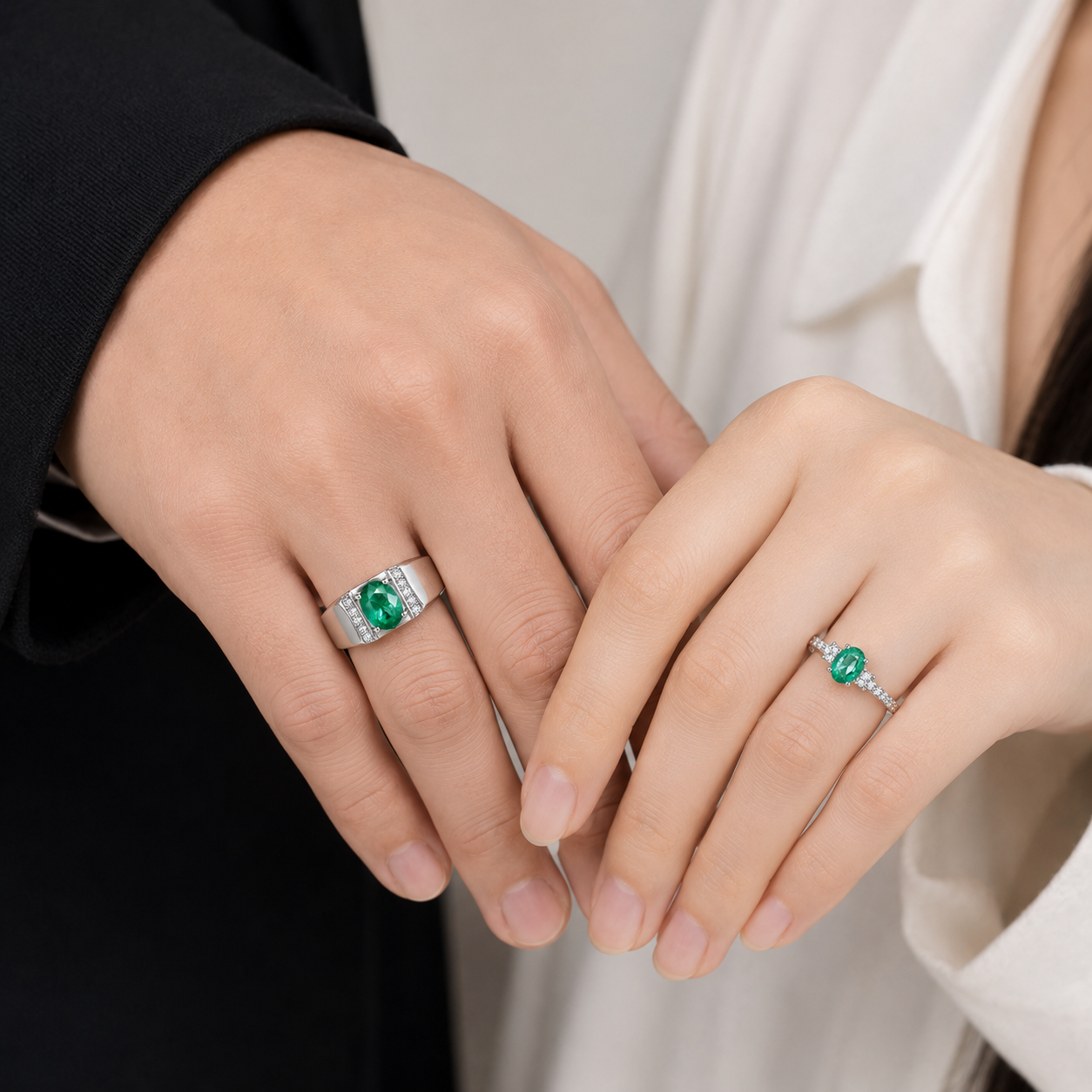 Linéa Duo | Emerald Couple Rings