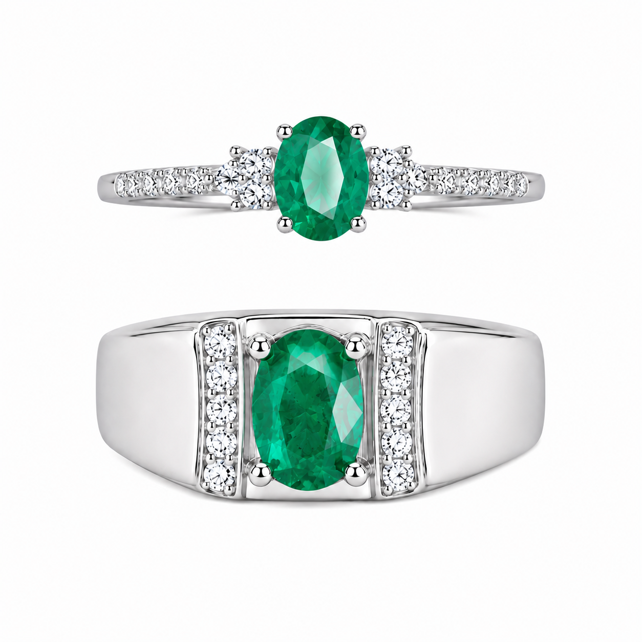 Linéa Duo | Emerald Couple Rings