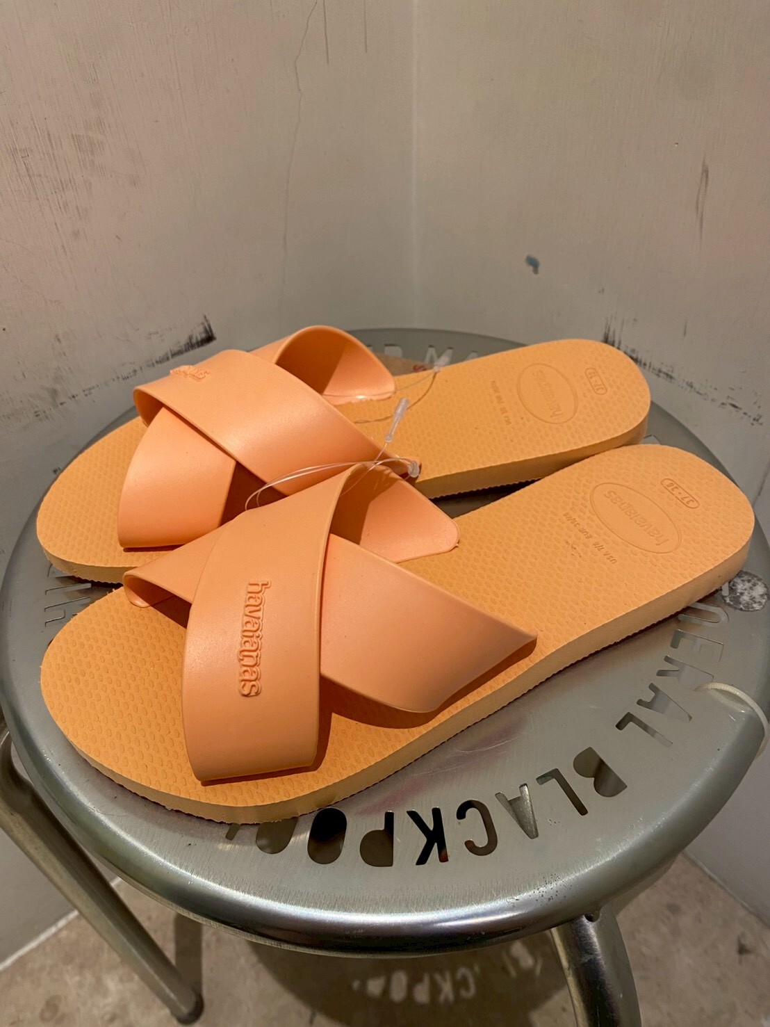 Havaianas 哈瓦仕 拖鞋 涼鞋 復古 交叉鞋帶 橘 Aqua Metallic 4148806-0027W