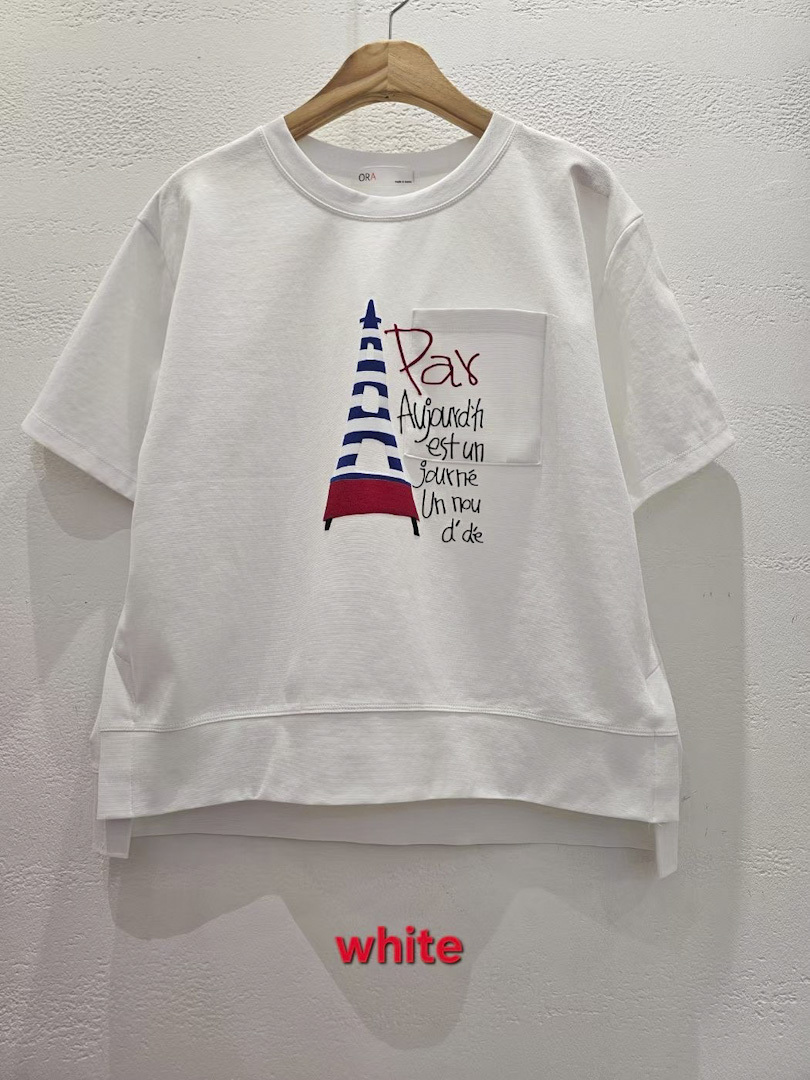 法式鐵塔口袋刺繡款★寬鬆顯瘦棉T