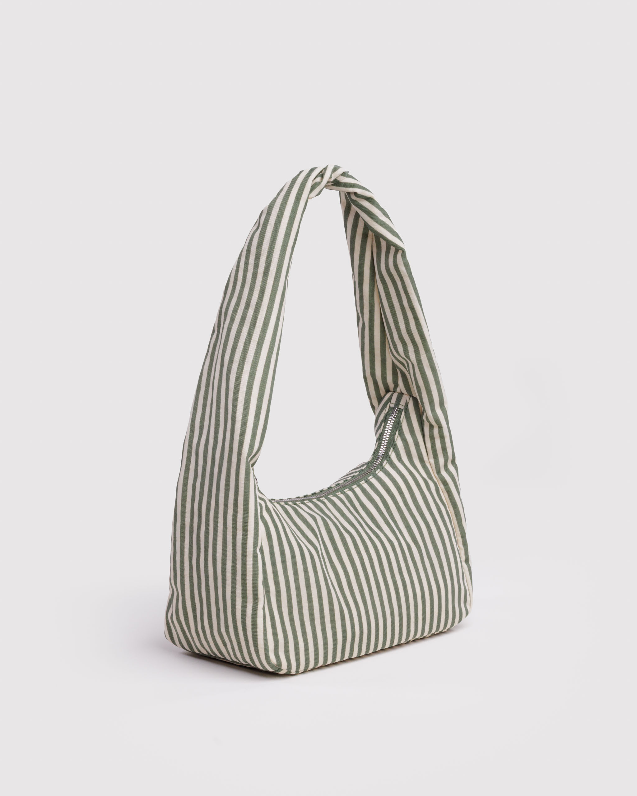 Small Nylon Meringue Bag - Sage Stripe｜BAGGU
