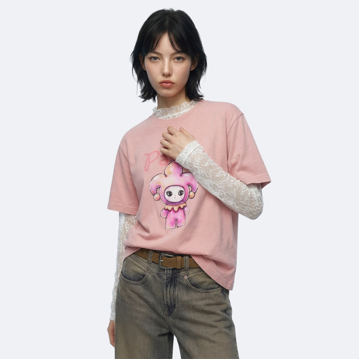 女裝 PALLA 主題印花圖案復古寬鬆全棉T裇