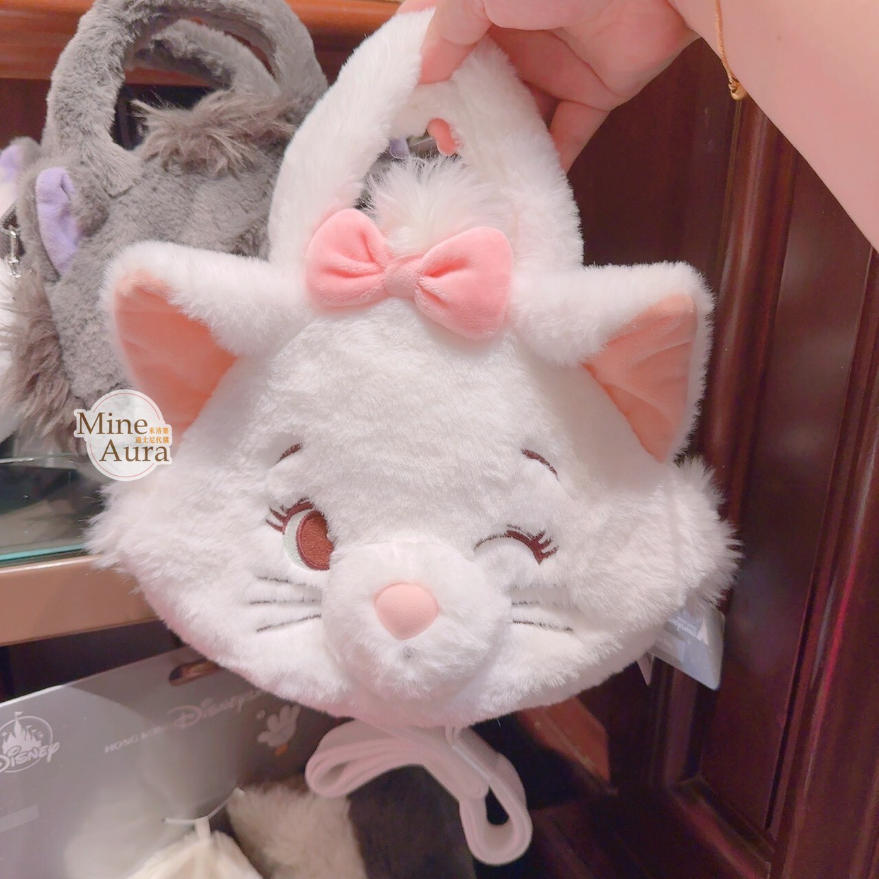瑪莉貓 Marie 絨毛大頭 眨眼表情 2way 手提包 斜背包 貓兒歷險記 The Aristocats -香港迪士尼樂園