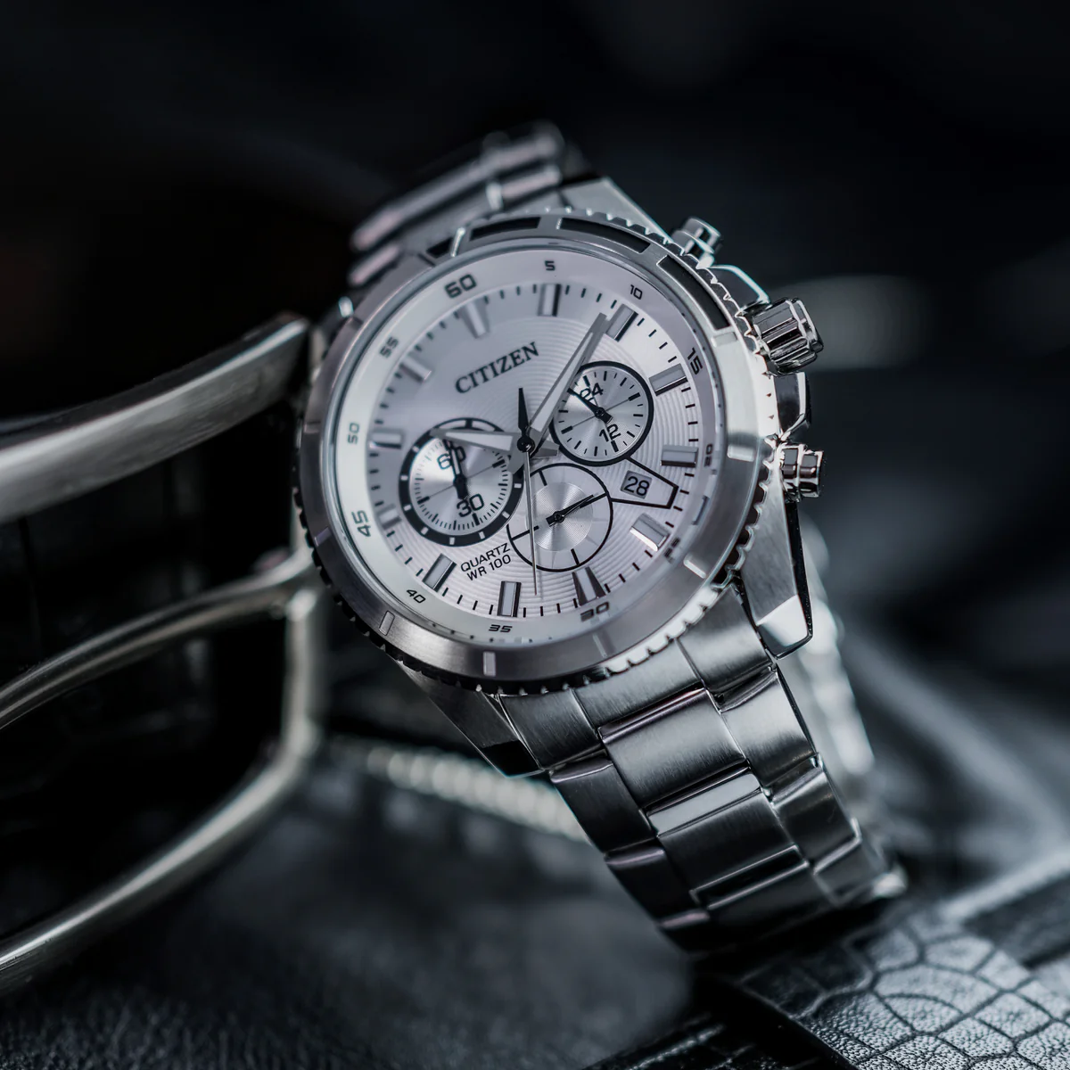 【CITIZEN 星辰】商務百搭 真三眼 計時 日期 夜光 不鏽鋼 手錶 AN8200-50A