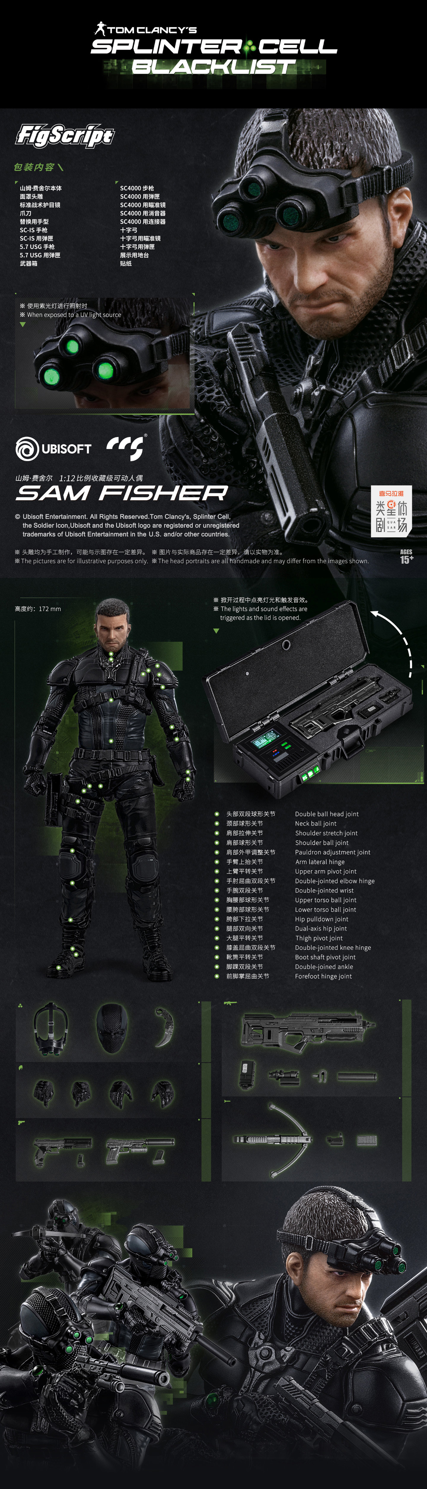 (Pre-Order) CCS FigScript 1/12  Sam Fisher (Splinter Cell: Blacklist) Action Figure