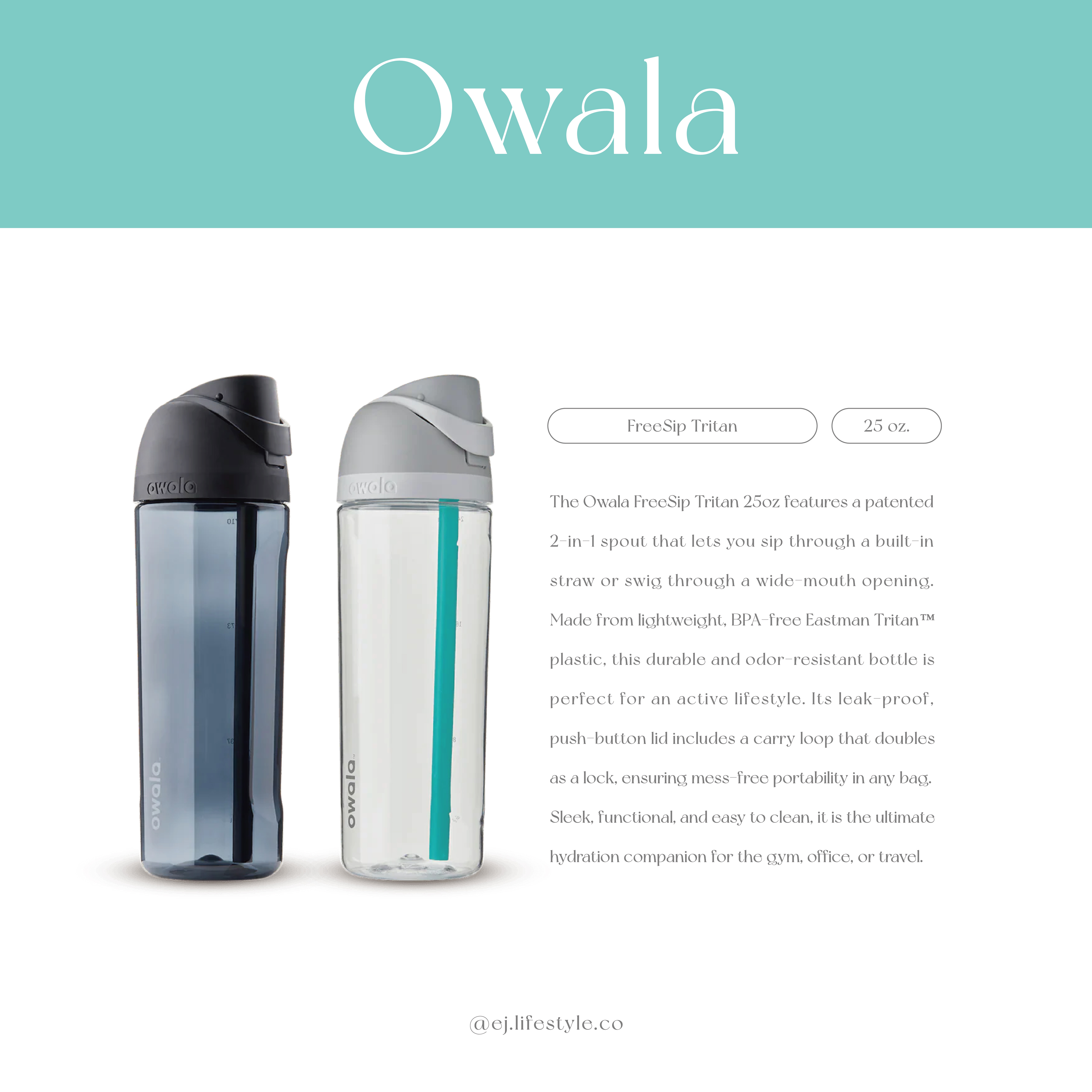 🇯🇵 OWALA FreeSip Tritan 雙飲口 撞色 透明水杯 水瓶 吸管杯 塑膠杯 環保 手提 25oz 740ml / 預購