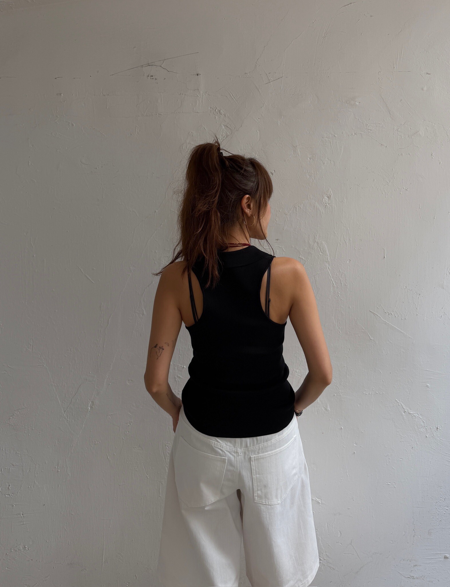 Ribbed polo blouse