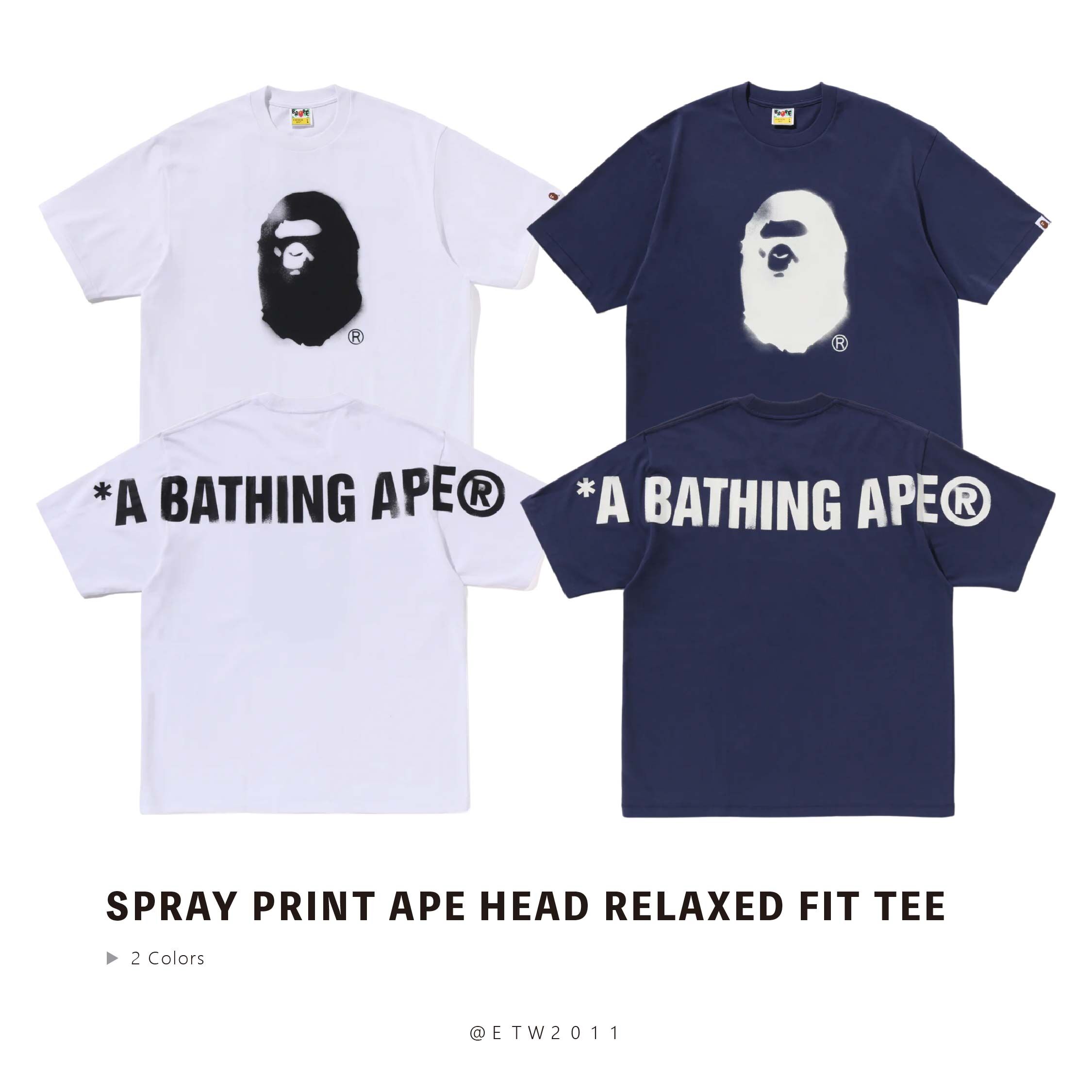 ☆ETW☆【EASY TO WEAR】BAPE SPRAY PRINT APE HEAD RELAXED FIT TEE 猿人頭 噴漆 寬鬆版型 短T 塗鴉