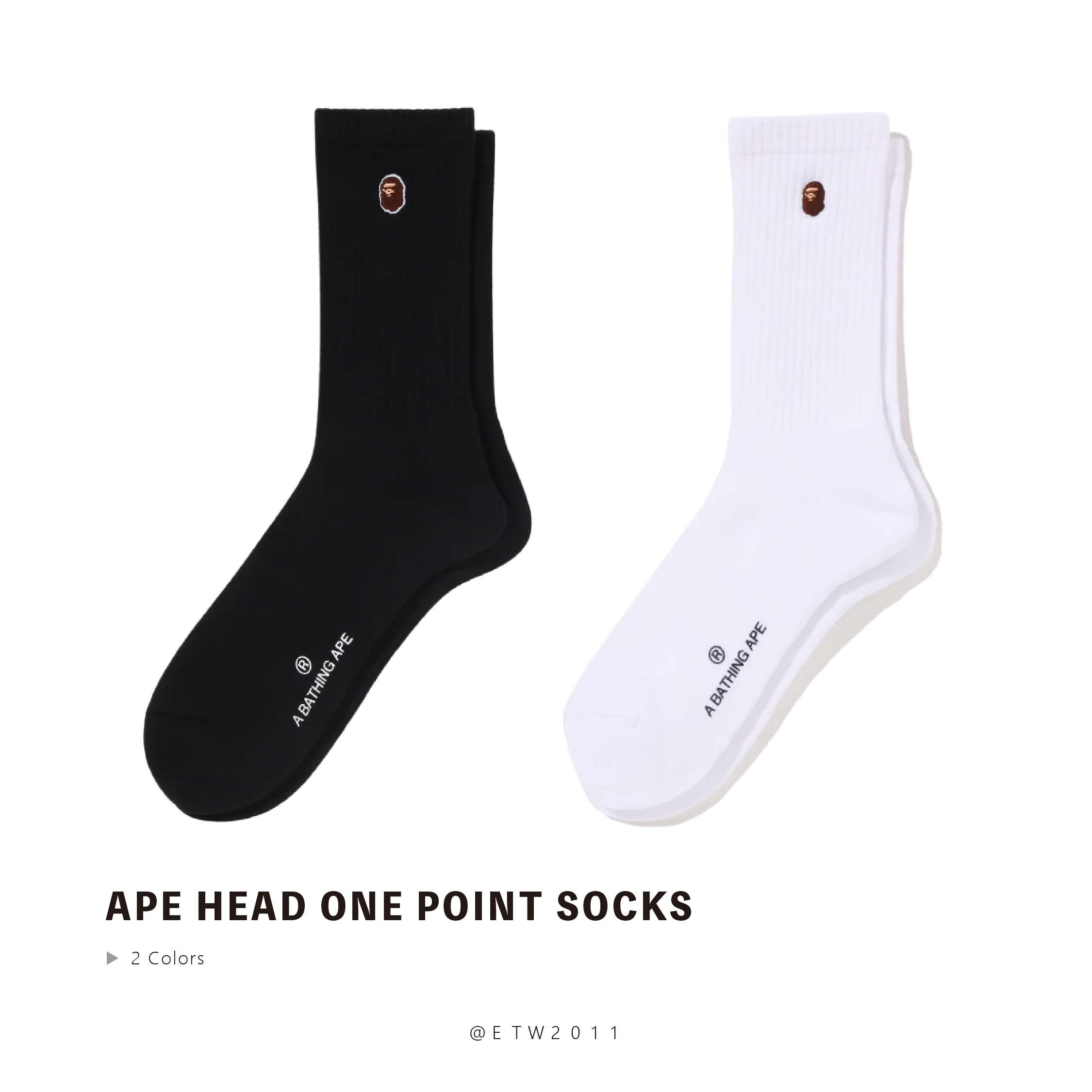 ☆ETW☆【EASY TO WEAR】BAPE APE HEAD ONE POINT SOCKS 猿人 刺繡 襪子 長襪