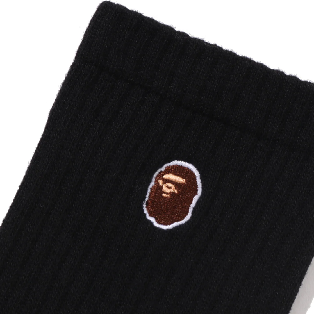 ☆ETW☆【EASY TO WEAR】BAPE APE HEAD ONE POINT SOCKS 猿人 刺繡 襪子 長襪