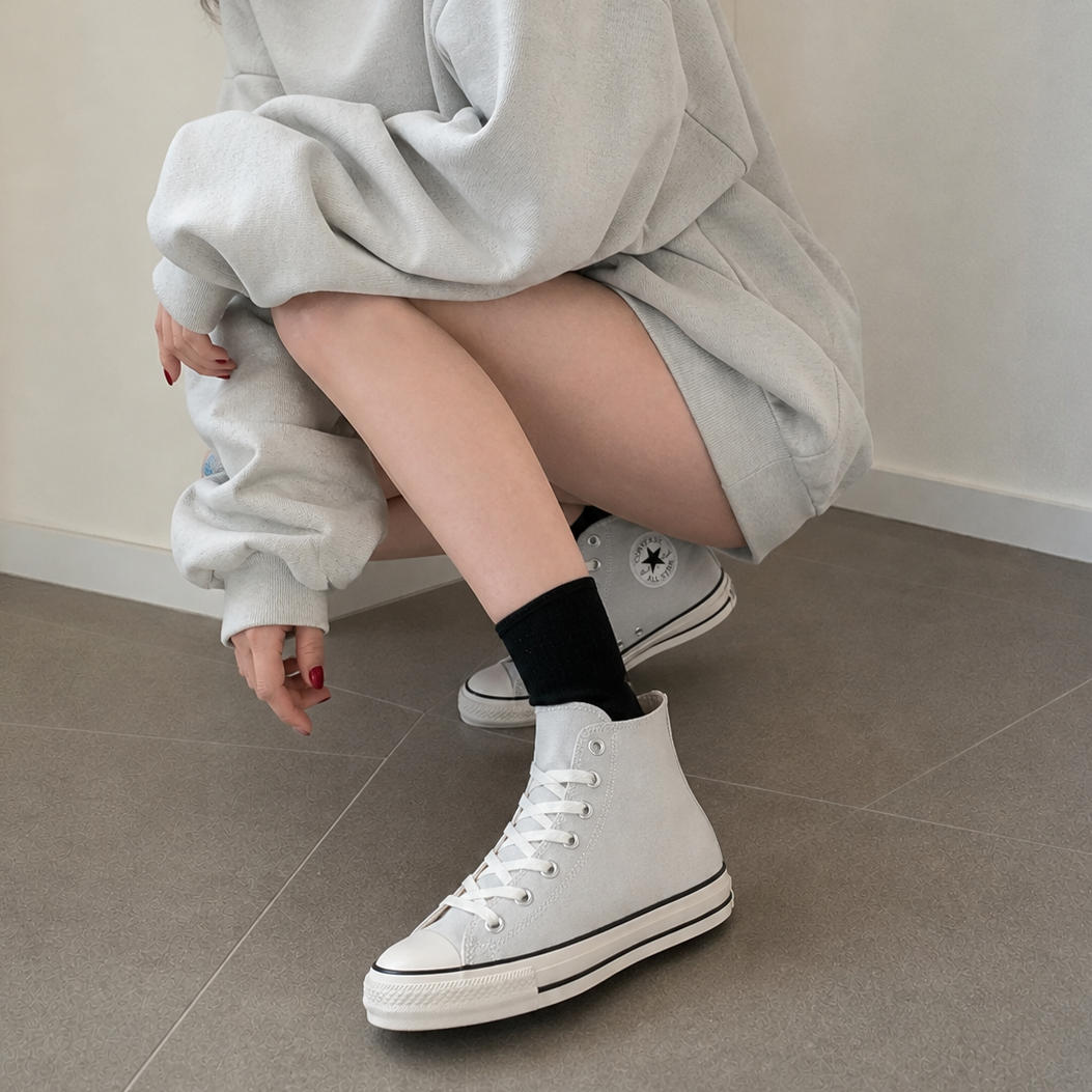converse ALL STAR 奶油灰帆布鞋 高筒
