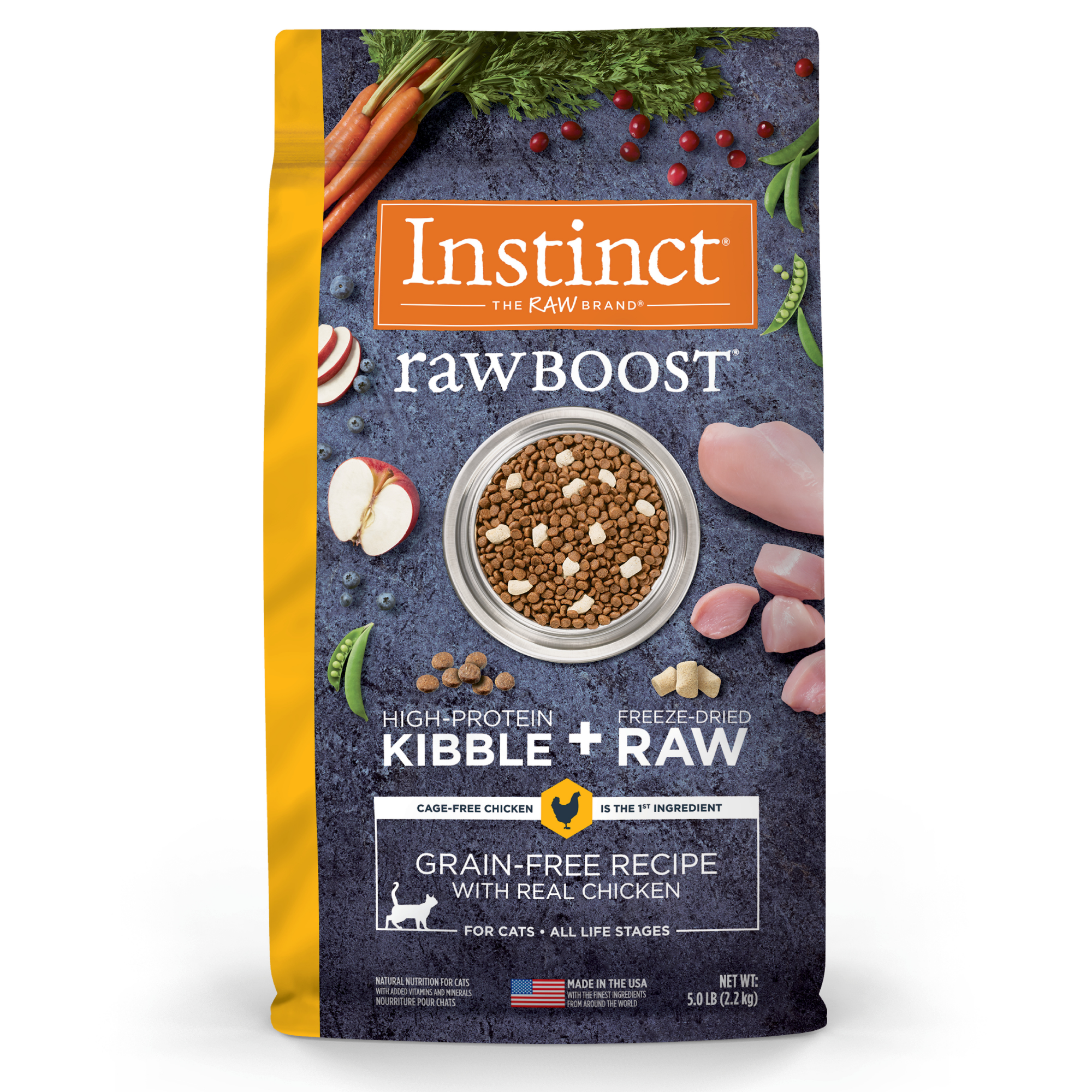 Instinct Raw Boost 凍乾生肉粒無穀物貓糧| 雞肉 5lb| 全貓配方