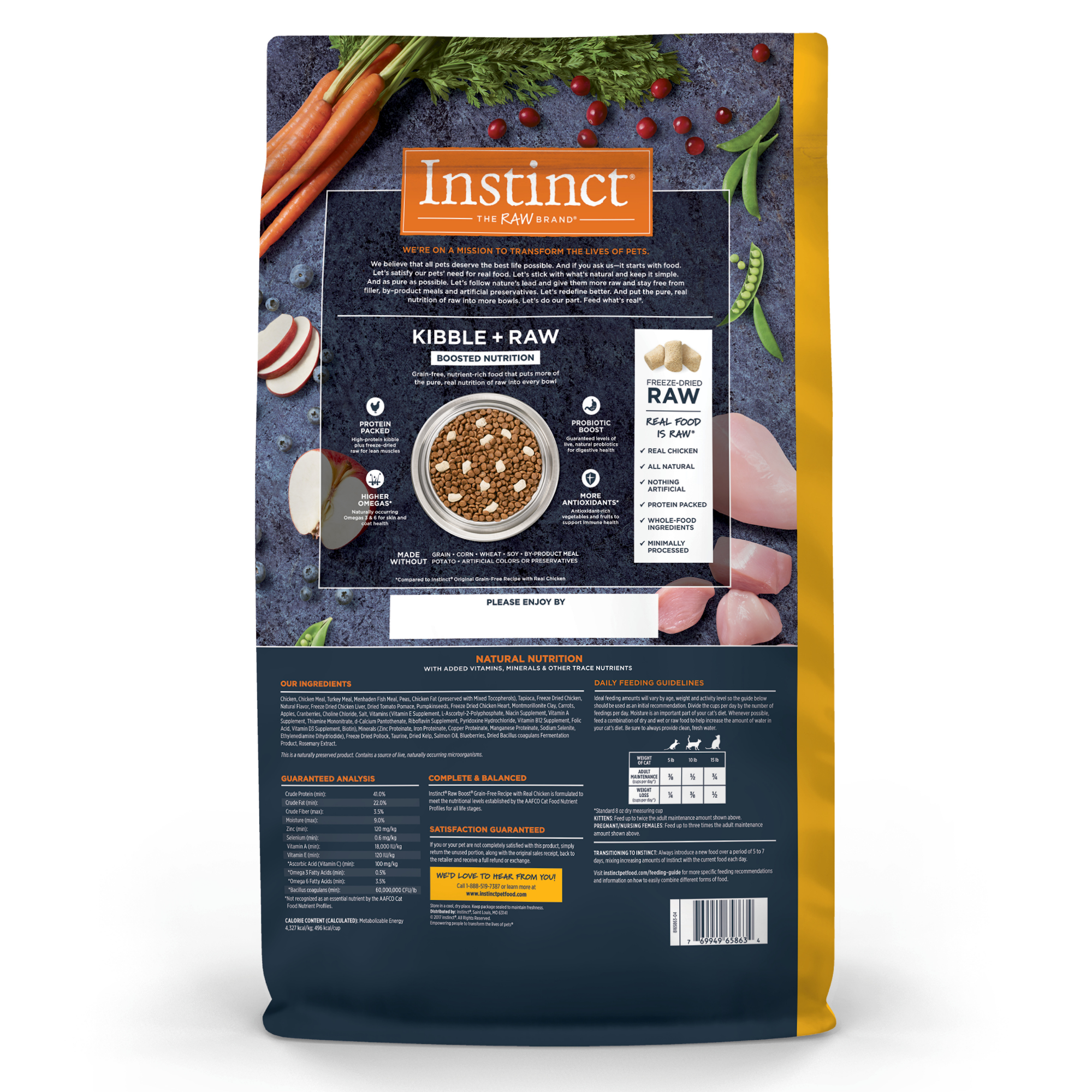 Instinct Raw Boost 凍乾生肉粒無穀物貓糧| 雞肉 10lb| 全貓配方