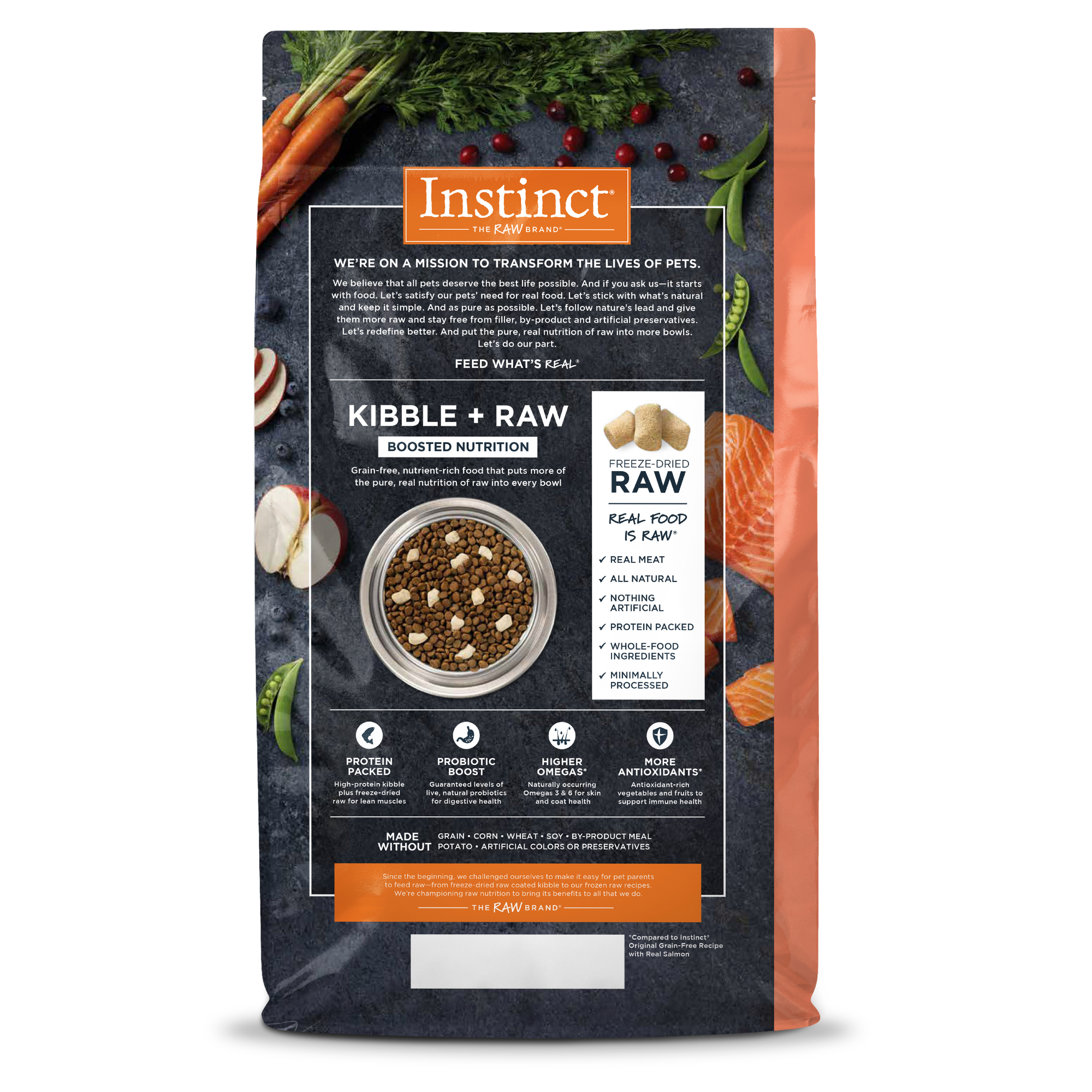 Instinct Raw Boost 凍乾生肉粒無穀物貓糧| 三文魚 4.5 lb| 全貓配方