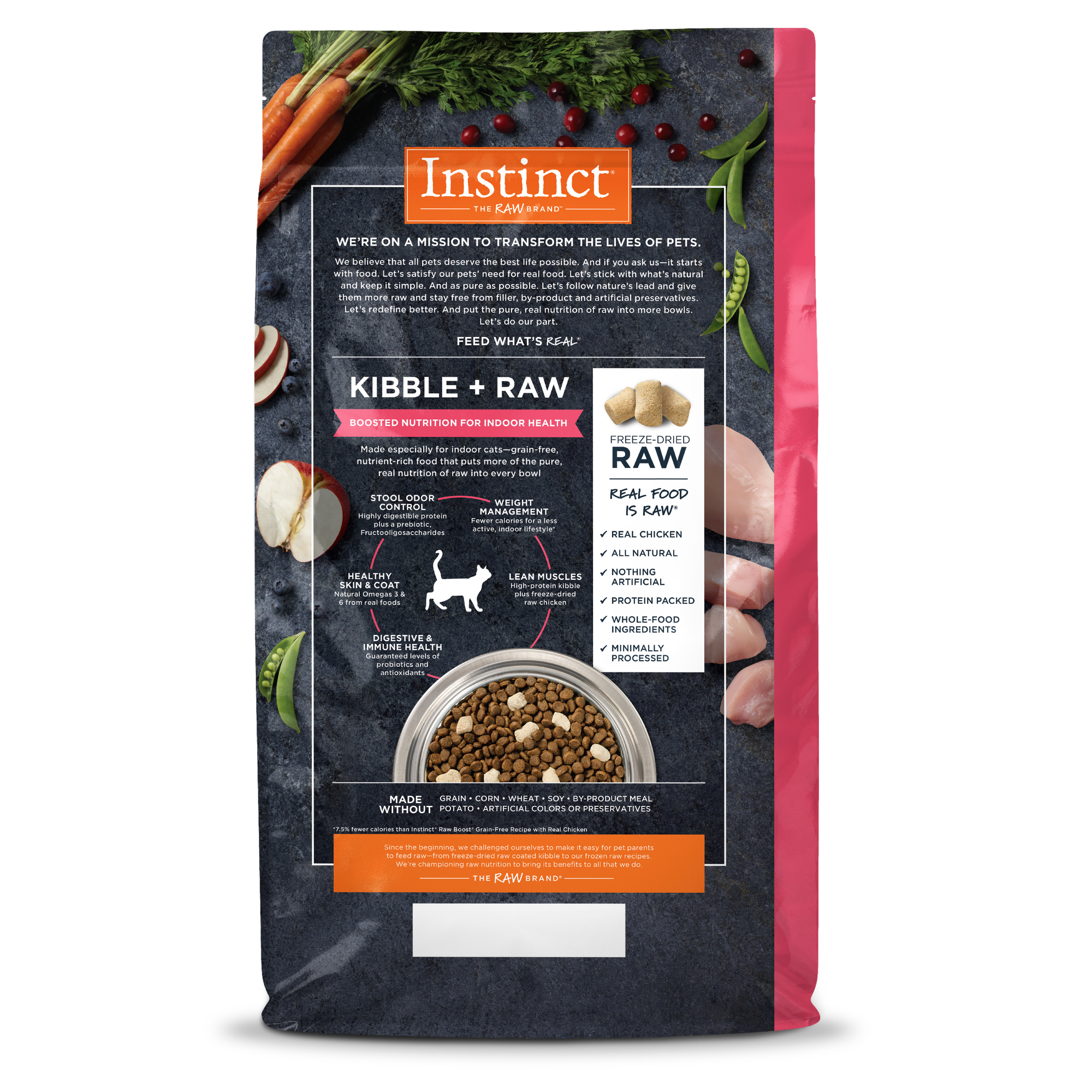 Instinct Raw Boost 凍乾生肉粒無穀物貓糧| 雞肉 5lb| 室內貓配方