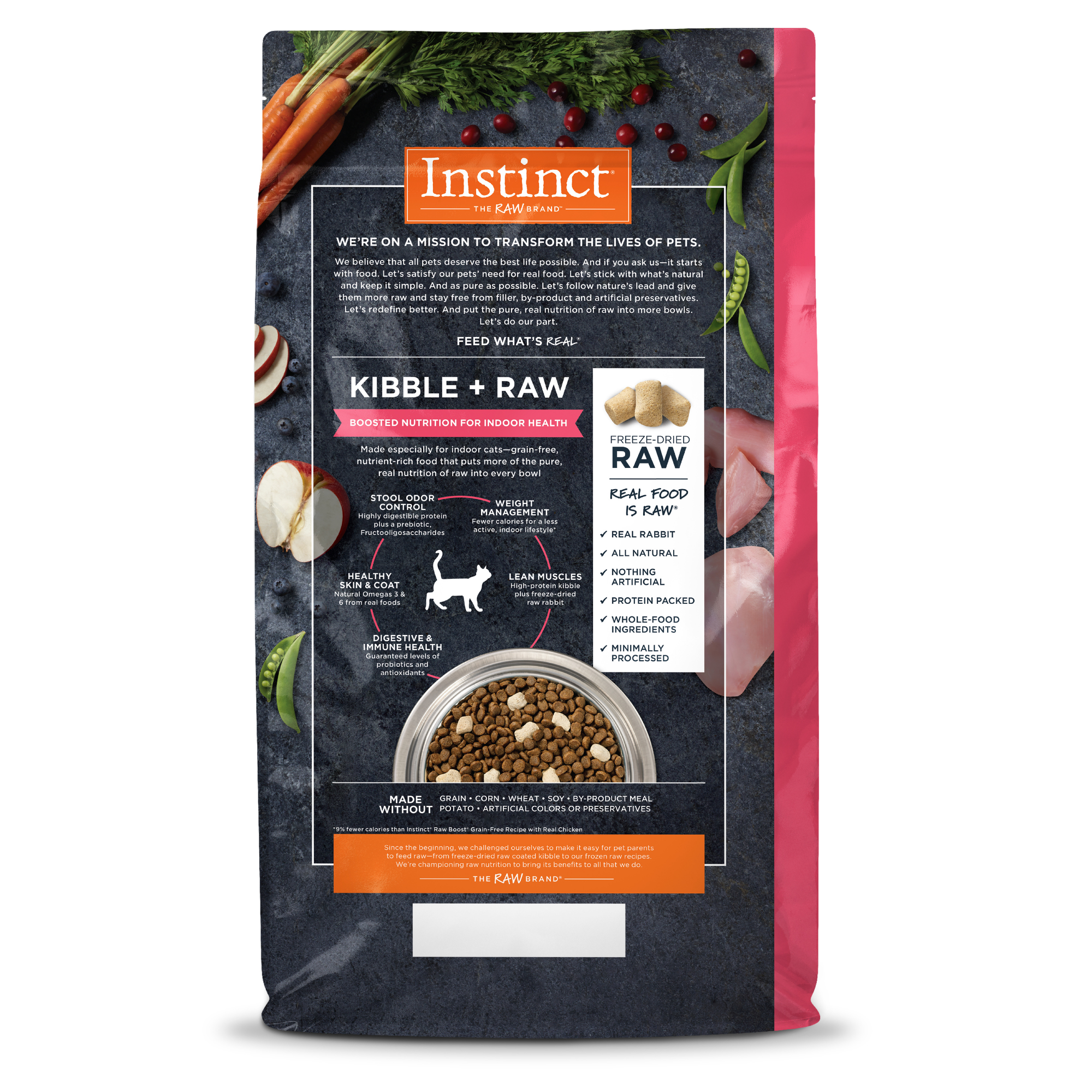 Instinct Raw Boost 凍乾生肉粒無穀物貓糧| 兔肉 4.5lb| 室內貓配方