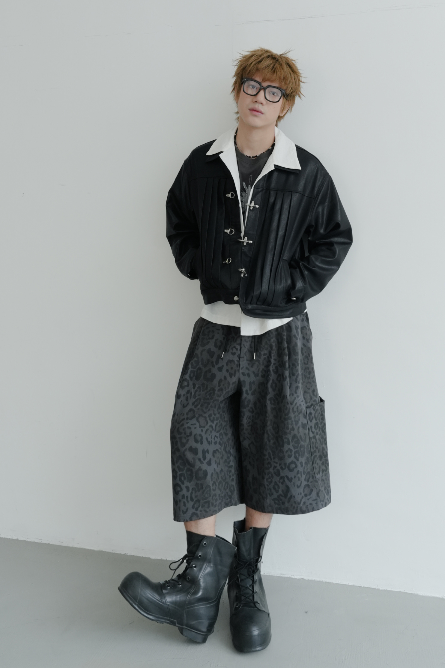【unisex】leopard pocket bermuda shorts #五分褲