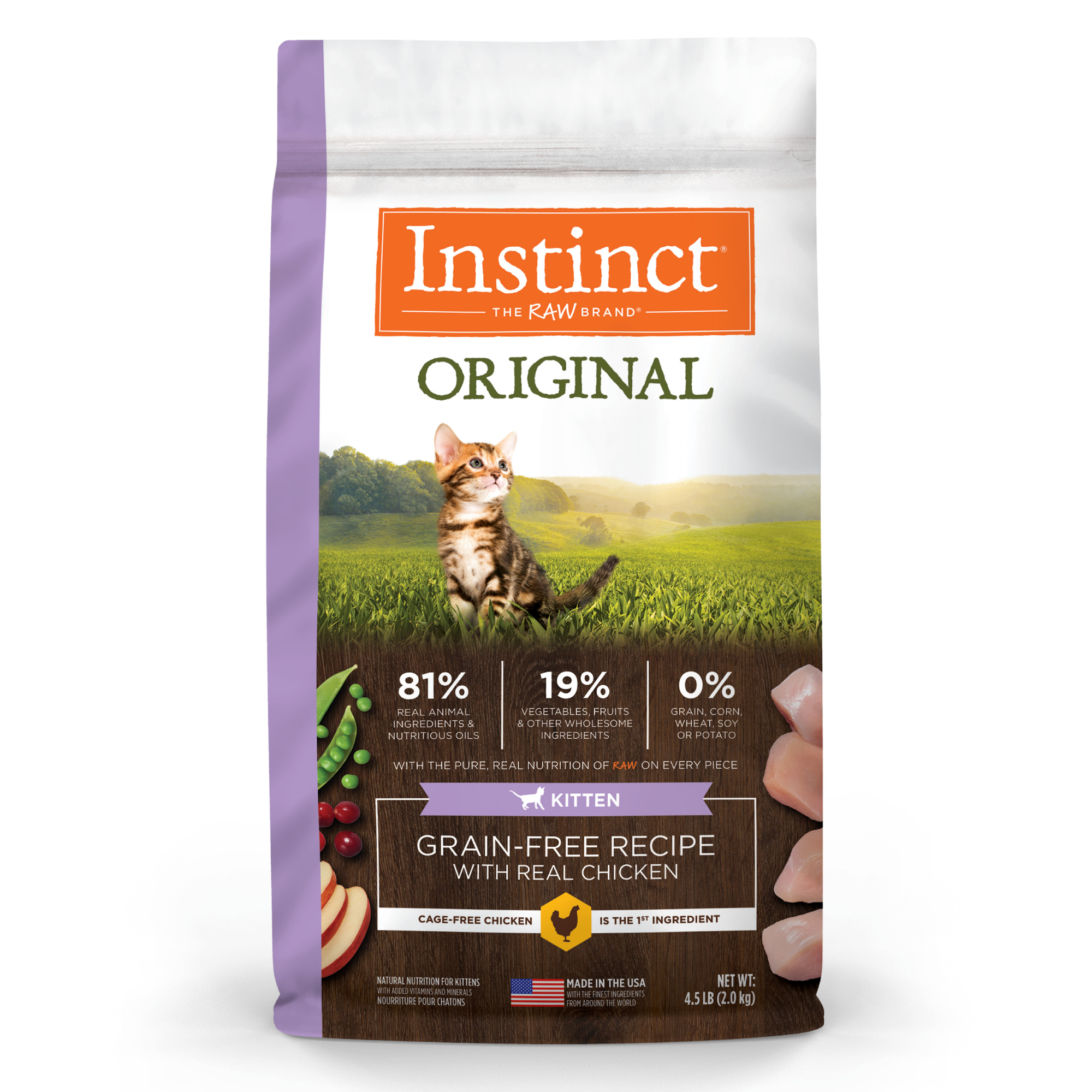 Instinct 經典無穀物貓糧| 雞肉| 4.5 lb| 幼貓糧