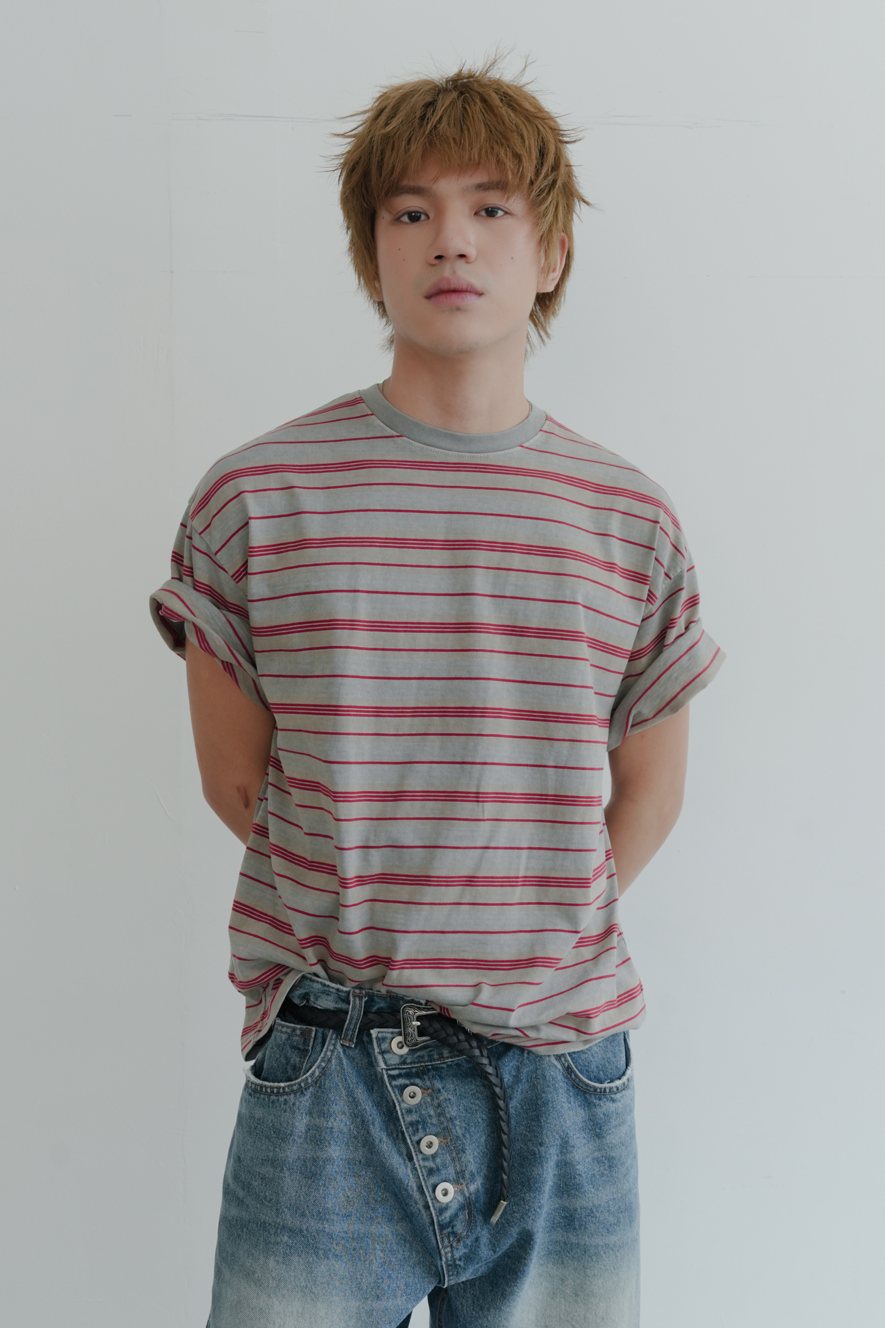 ash pigment striped tee #上衣