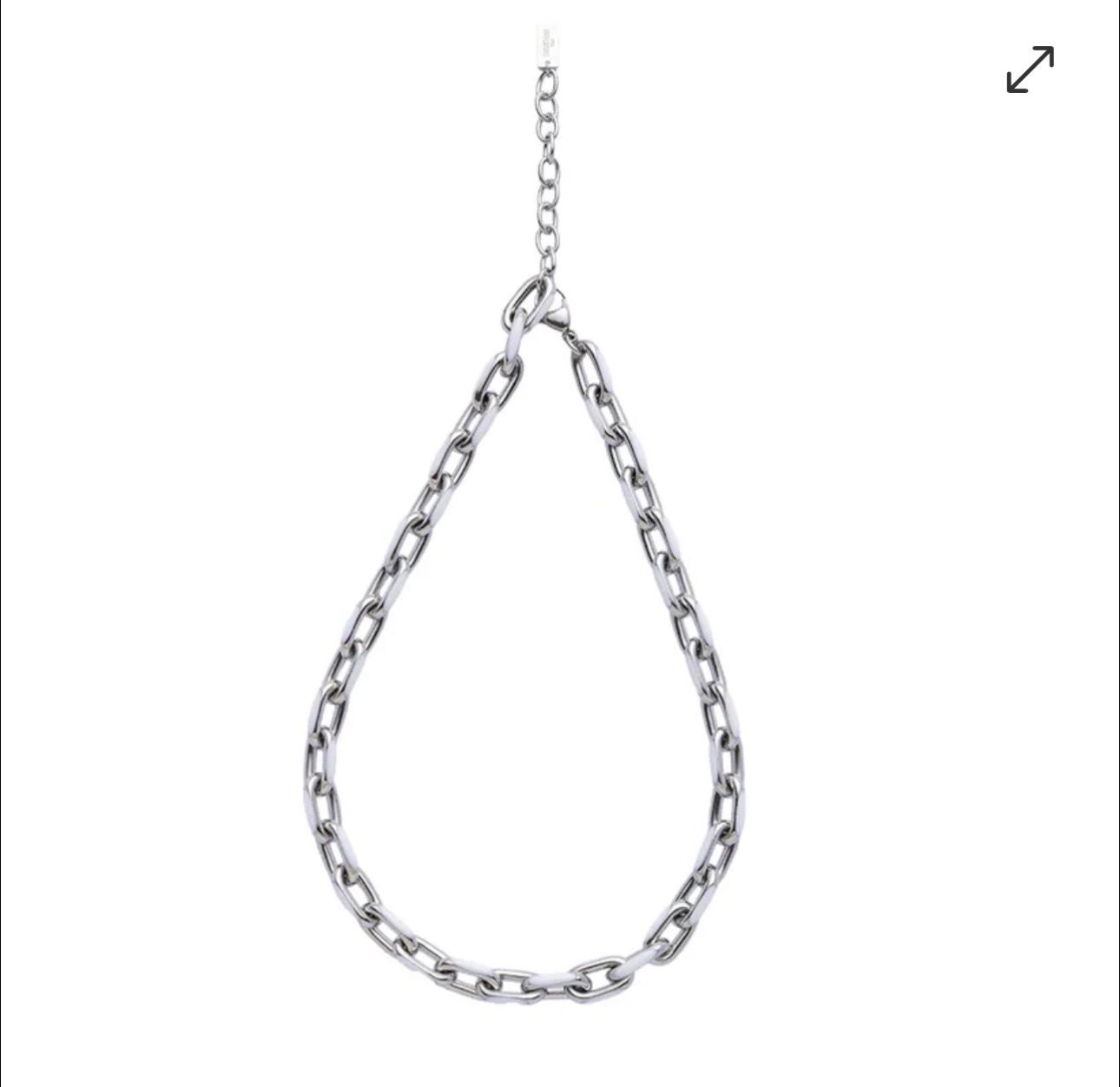 ACC-CCG0507-076 Crisathena Enamel Le Figaro Necklace Small in White,Silver 短款 (A74)