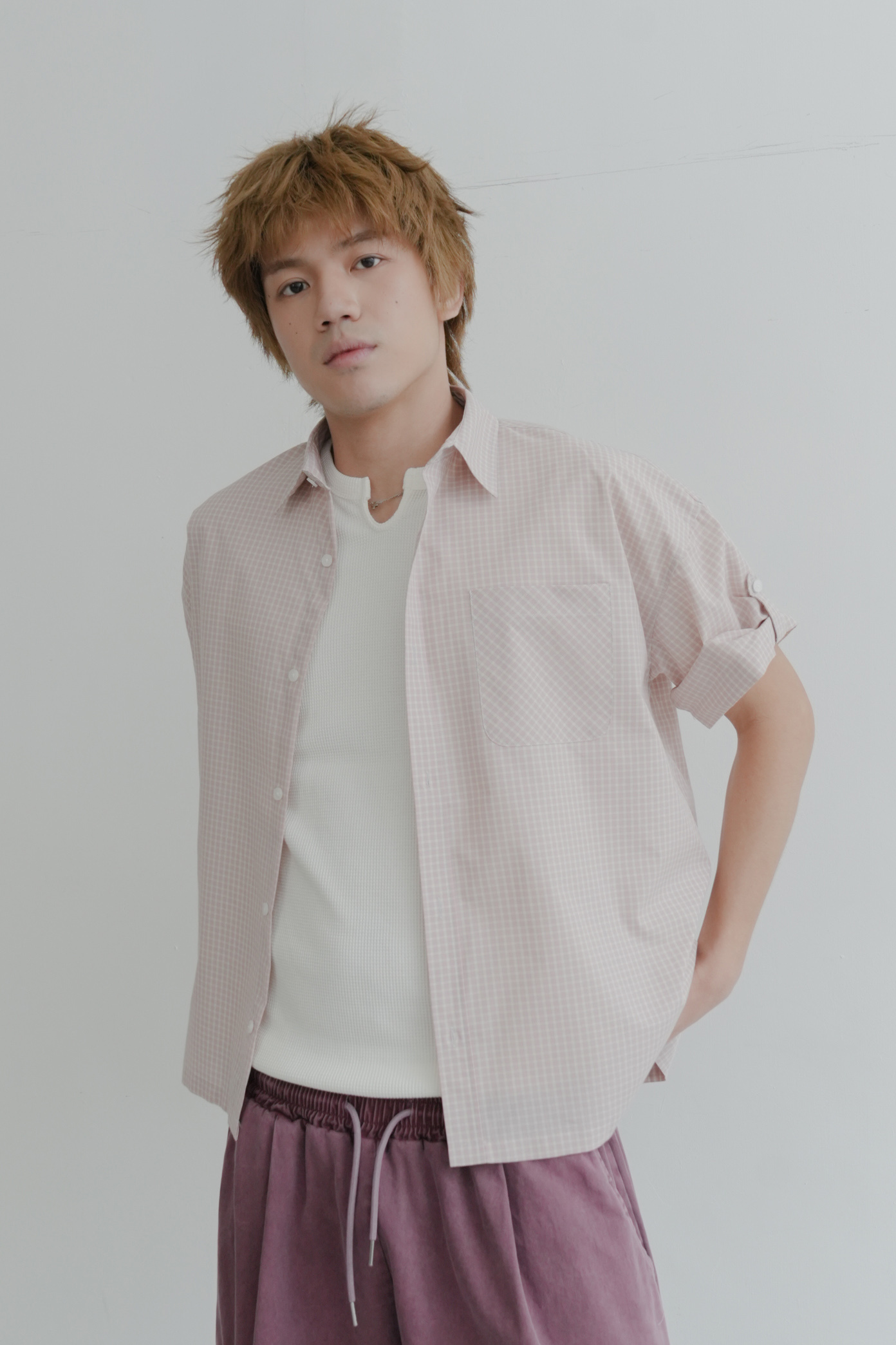 blur roll-up short sleeve shirt #襯衫