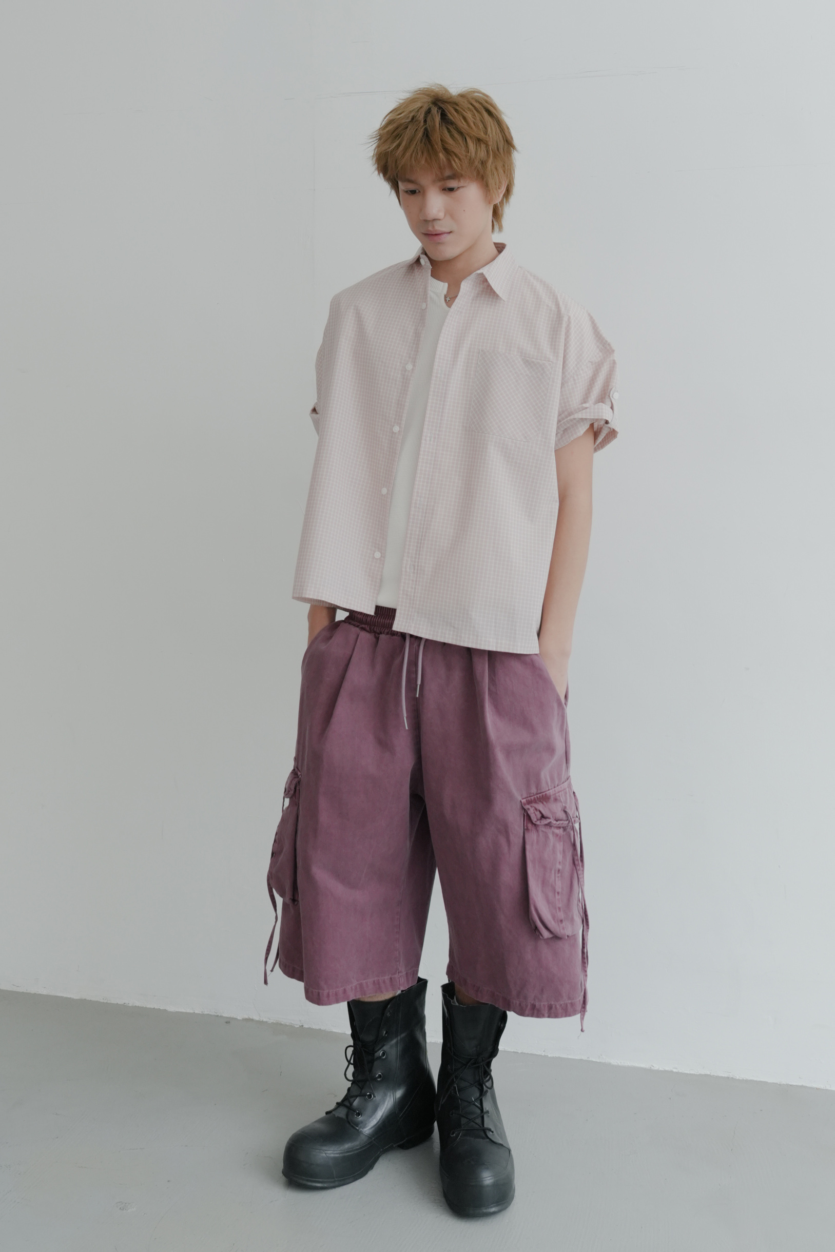 blur roll-up short sleeve shirt #襯衫