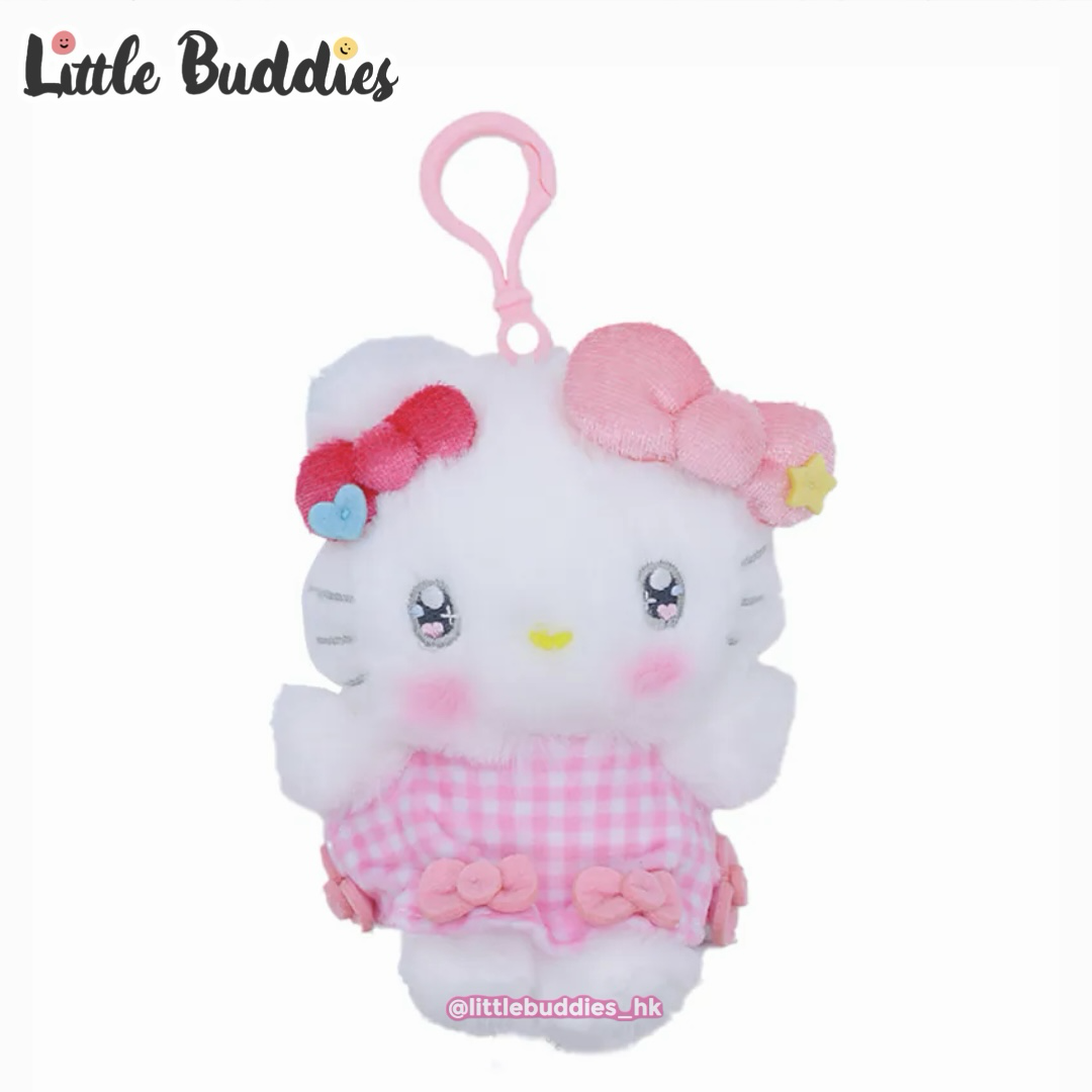美版 Sanrio Hello KItty 蝴蝶結格仔裙造型 - 公仔匙扣