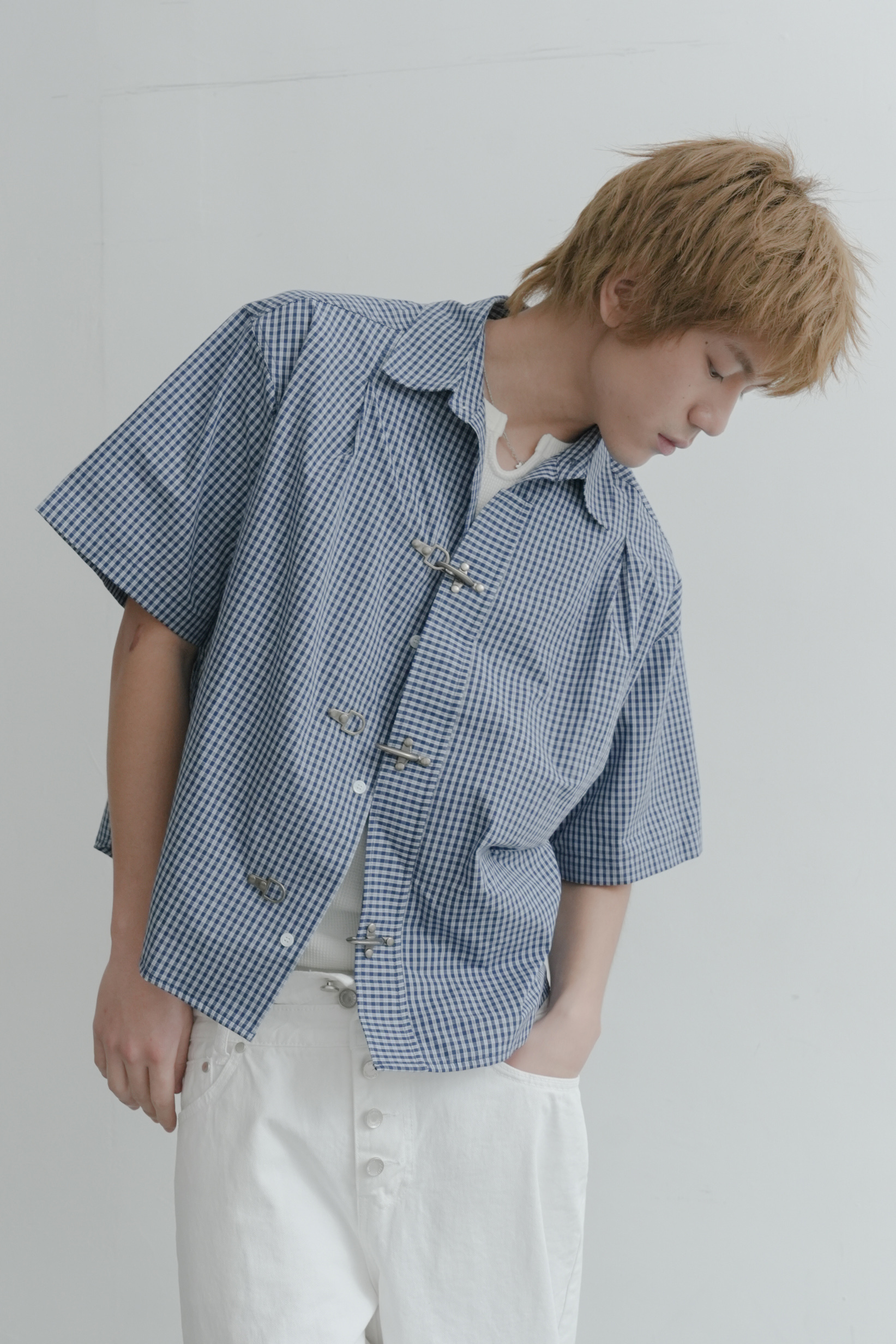 buckle crop short sleeve shirt #襯衫