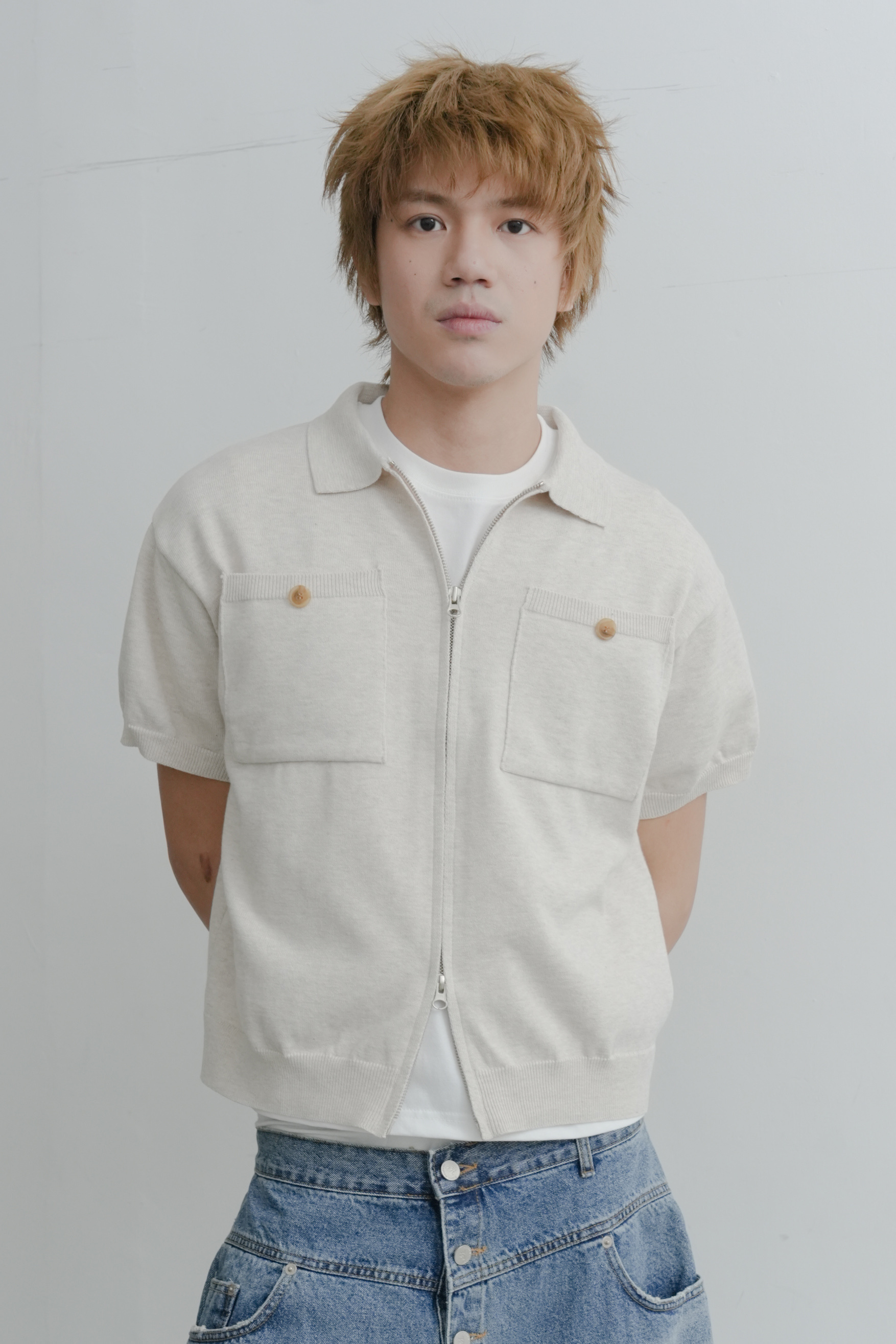crop pocket short sleeve cardigan #上衣