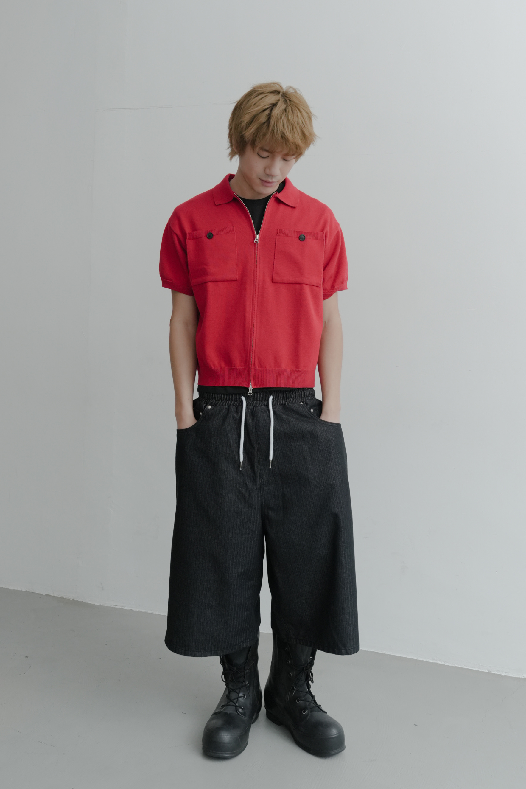 crop pocket short sleeve cardigan #上衣