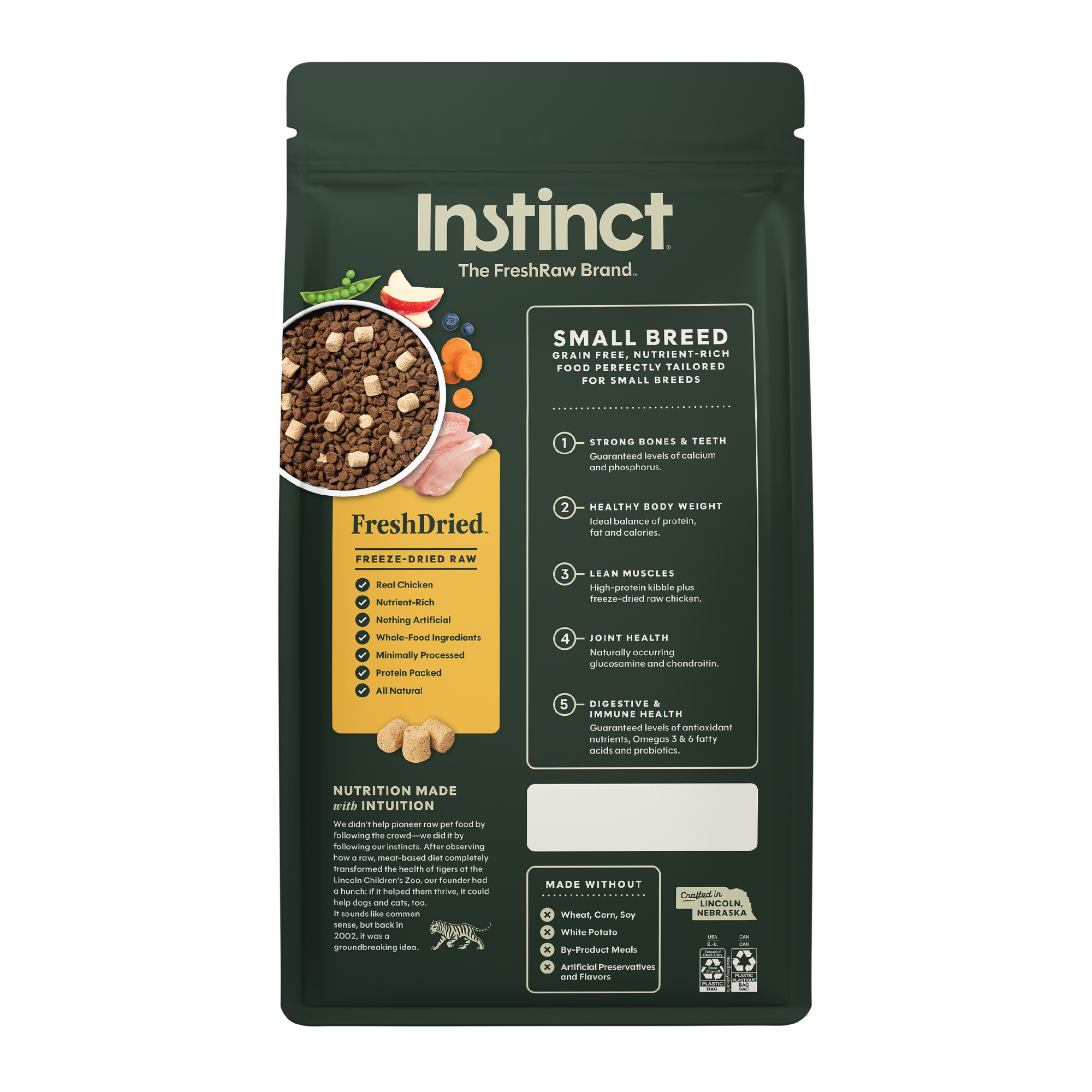 Instinct Raw Boost 凍乾生肉粒無穀物狗糧| 雞肉 3.5 lb| 小型犬配方