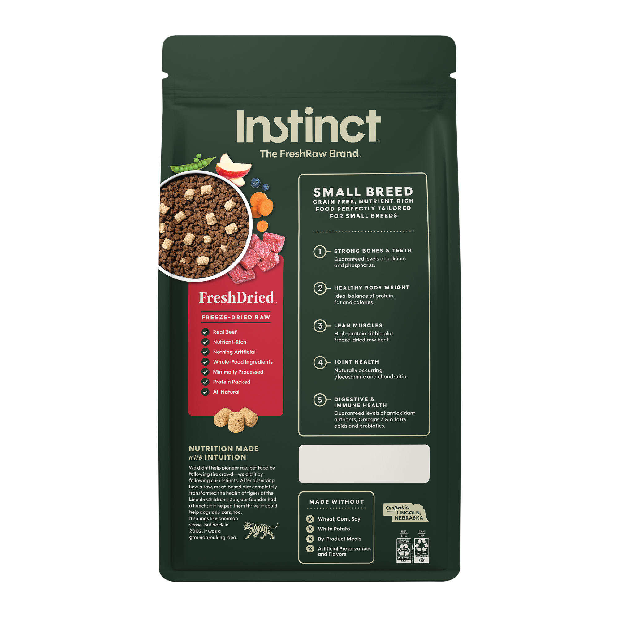 Instinct Raw Boost 凍乾生肉粒無穀物狗糧| 牛肉 3.5 lb| 小型犬配方