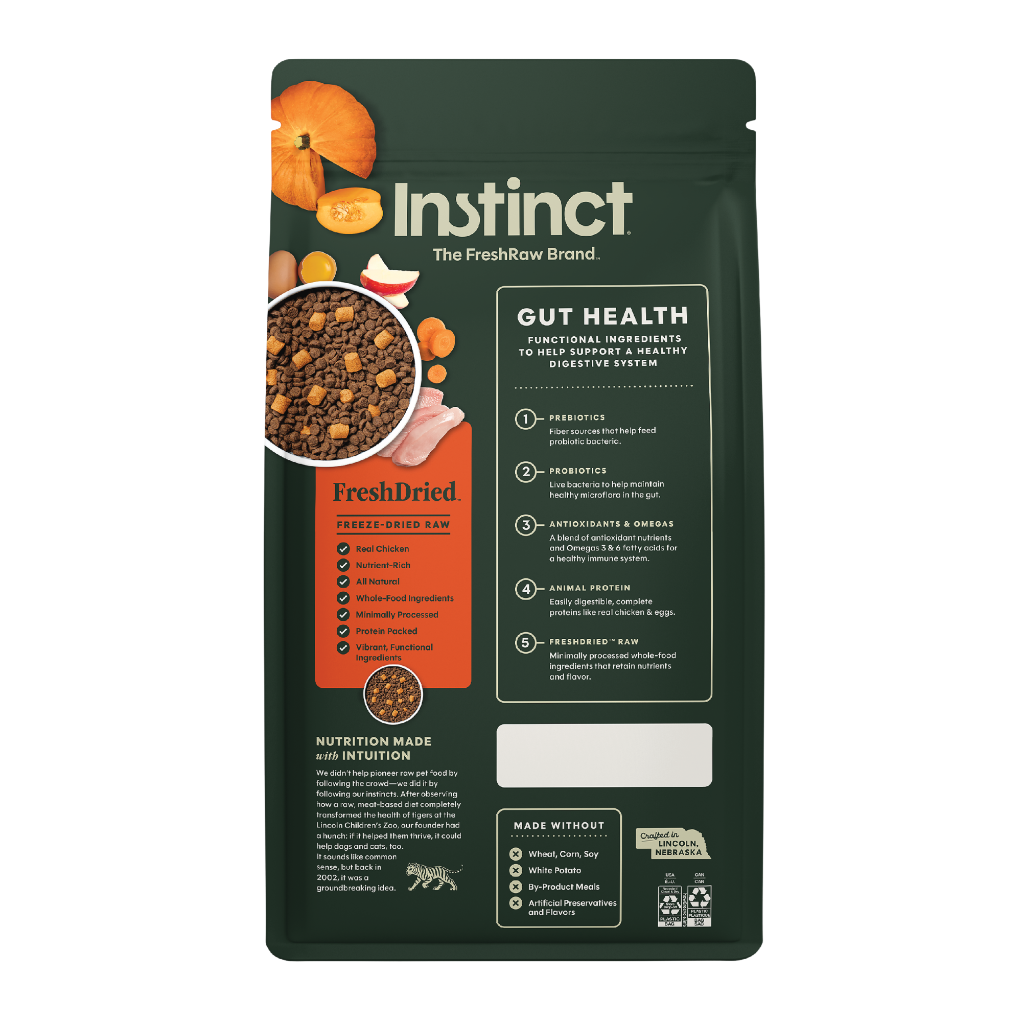 Instinct Raw Boost 凍乾生肉粒無穀物狗糧| 雞肉 3.5 lb| 腸道健康配方