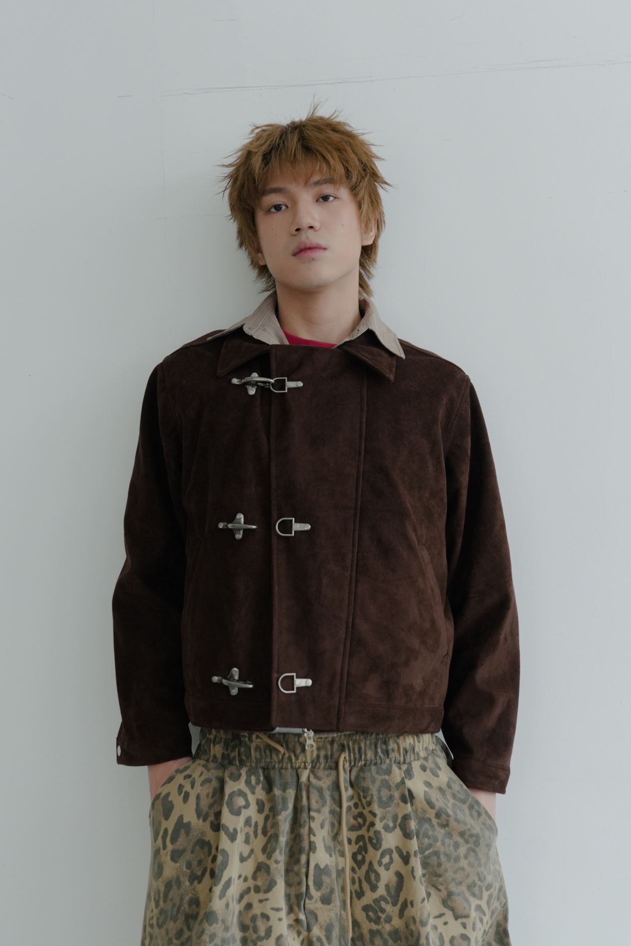 fireman buckle suede jacket #外套