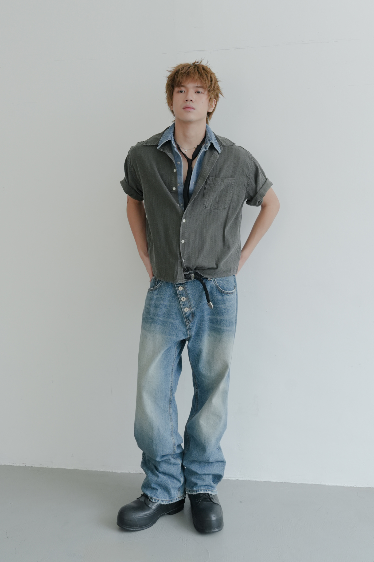 floa pigment crop short sleeve shirt #襯衫