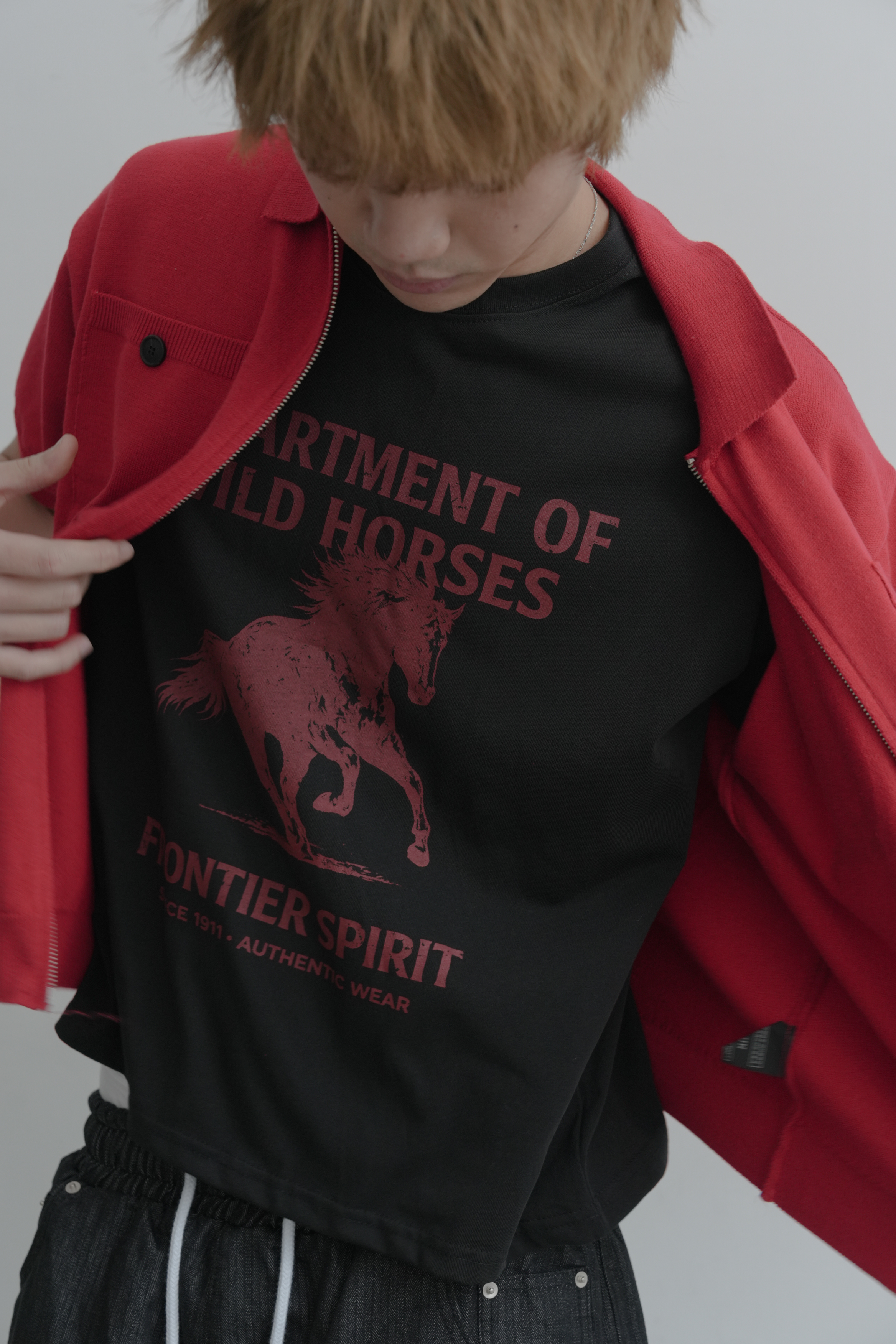 horse cropped short sleeve tee #上衣