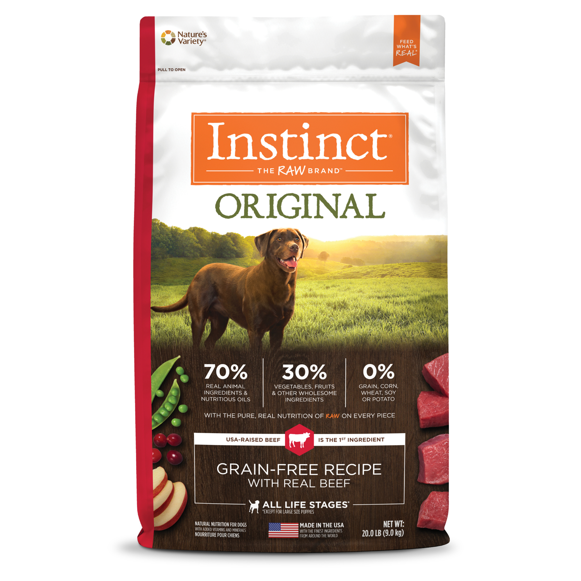 Instinct 經典無穀物狗糧| 牛肉| 20 lb