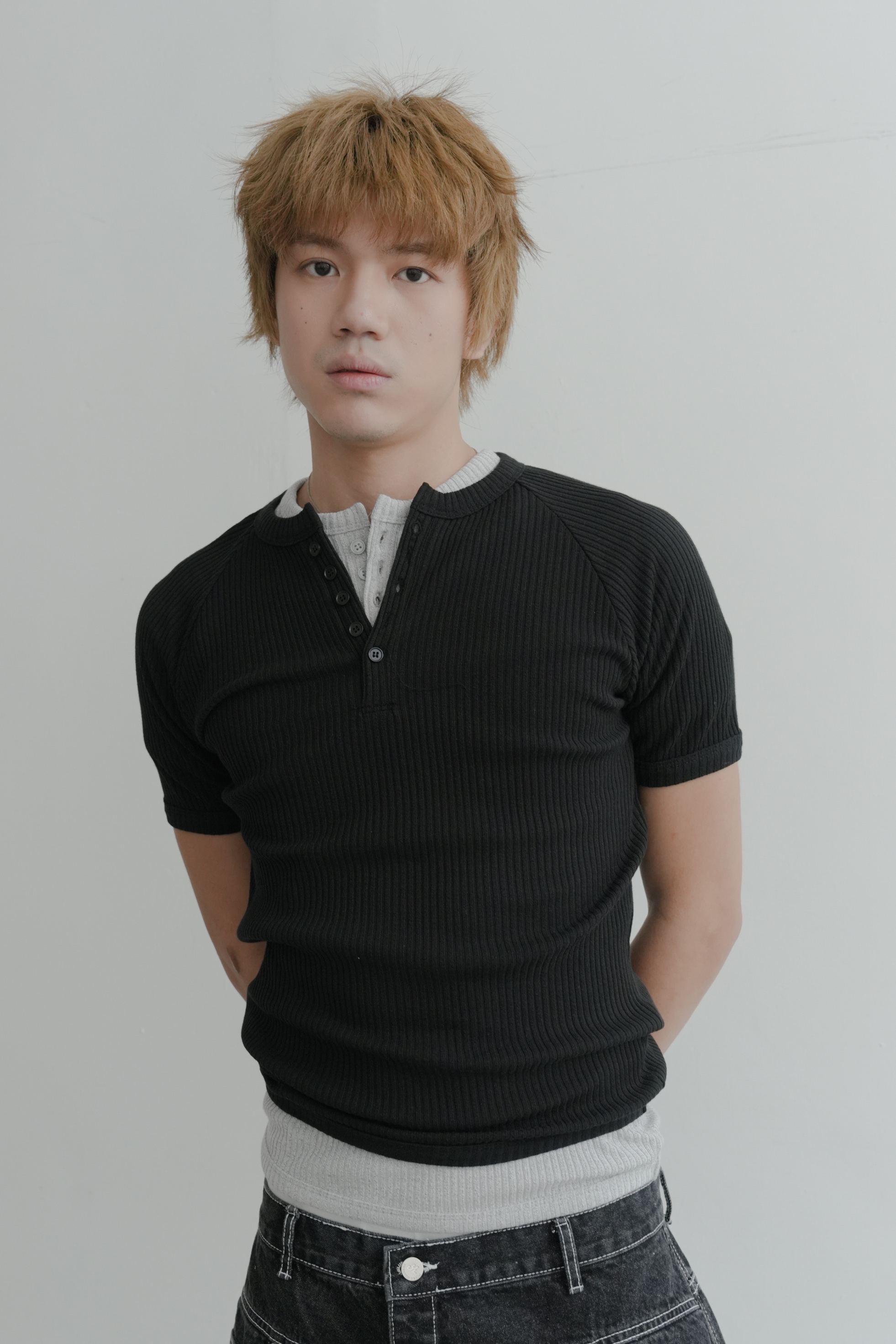 ribbed henley neck short sleeves #上衣