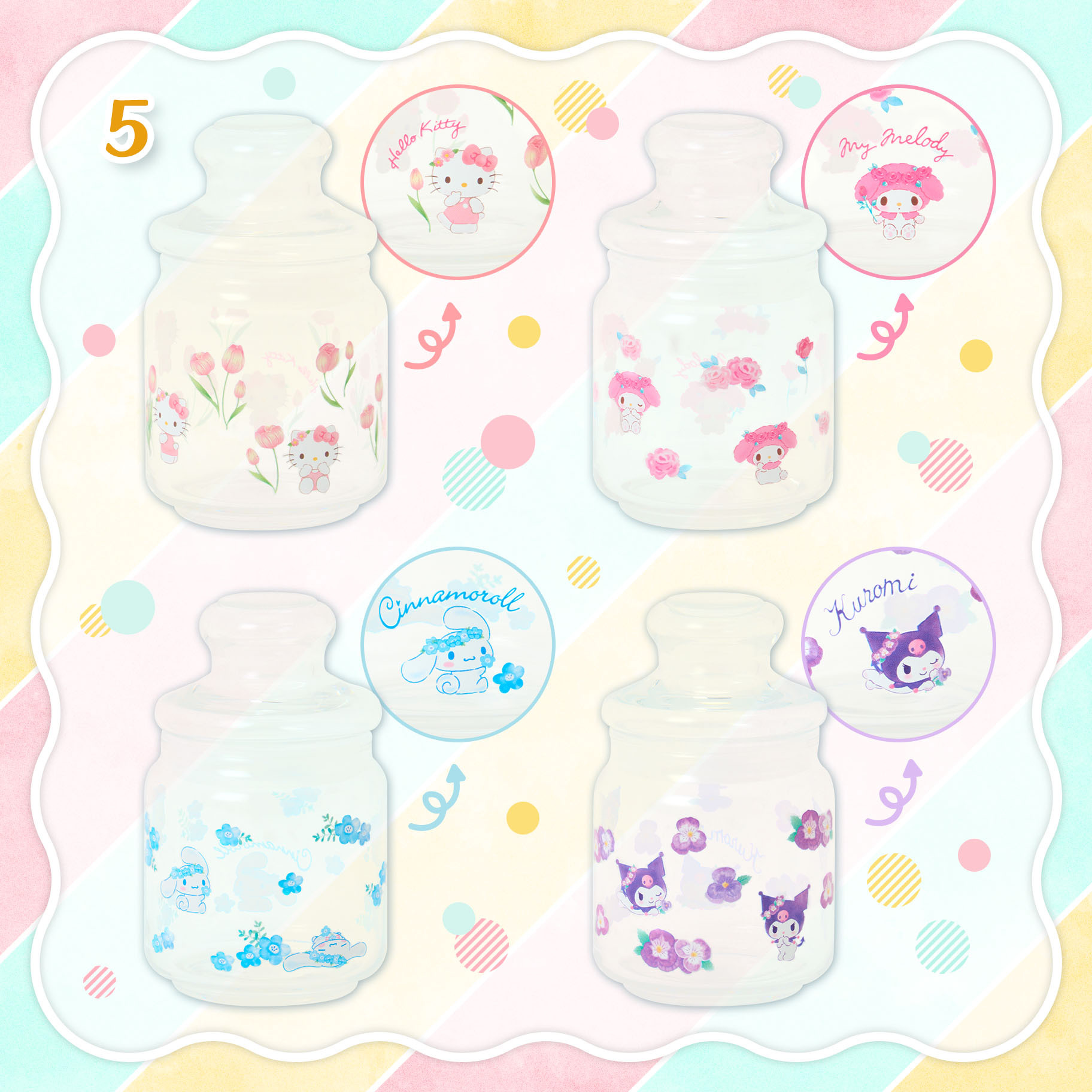 日本 Sanrio 夏日花花下午茶系列 - 玻璃儲物樽