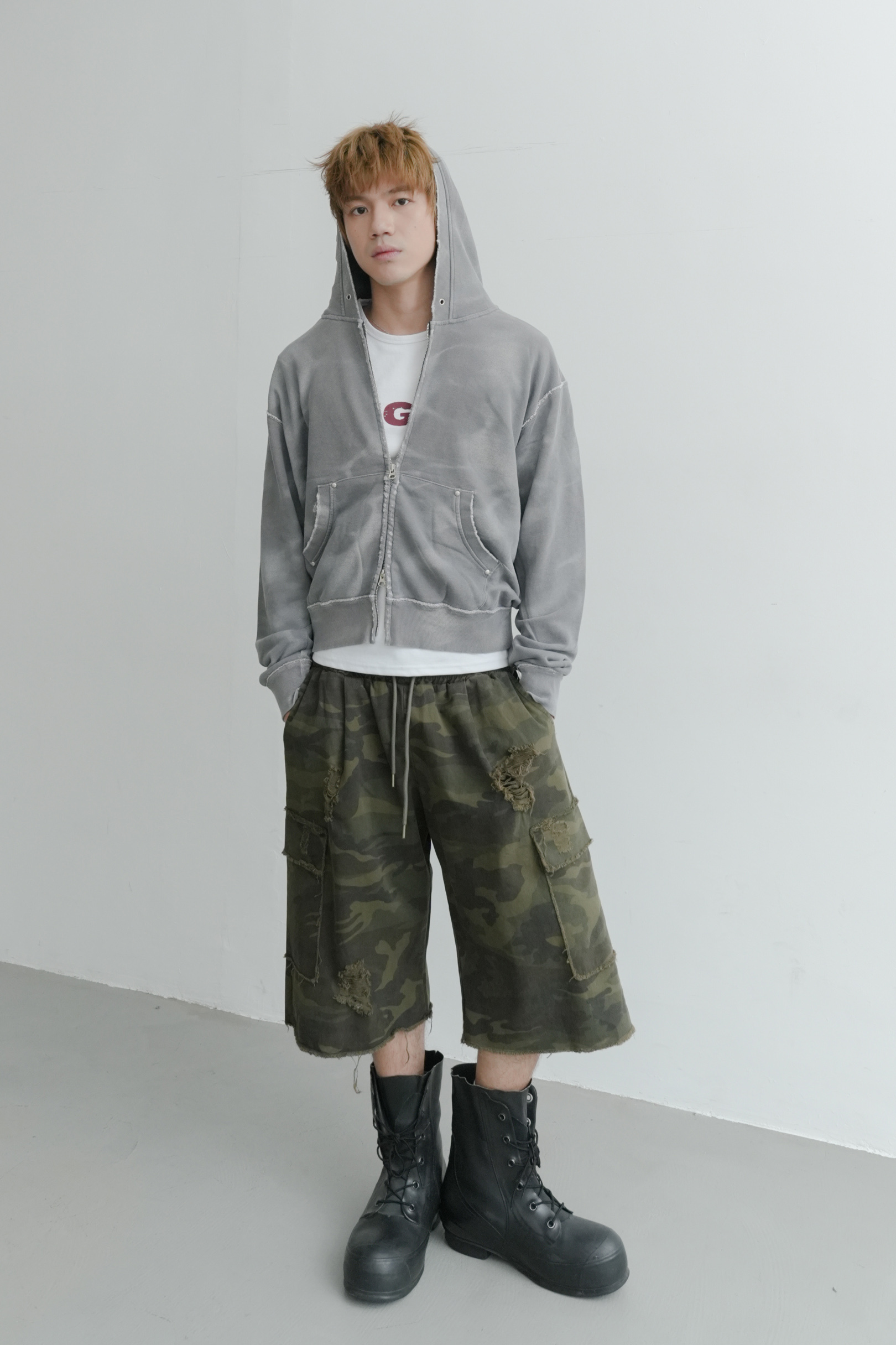 vintage hood zip-up #外套