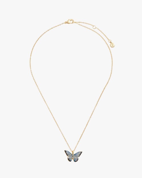 英國代購 -FABLE ENGLAND Enamel Blue Butterfly Short Necklace