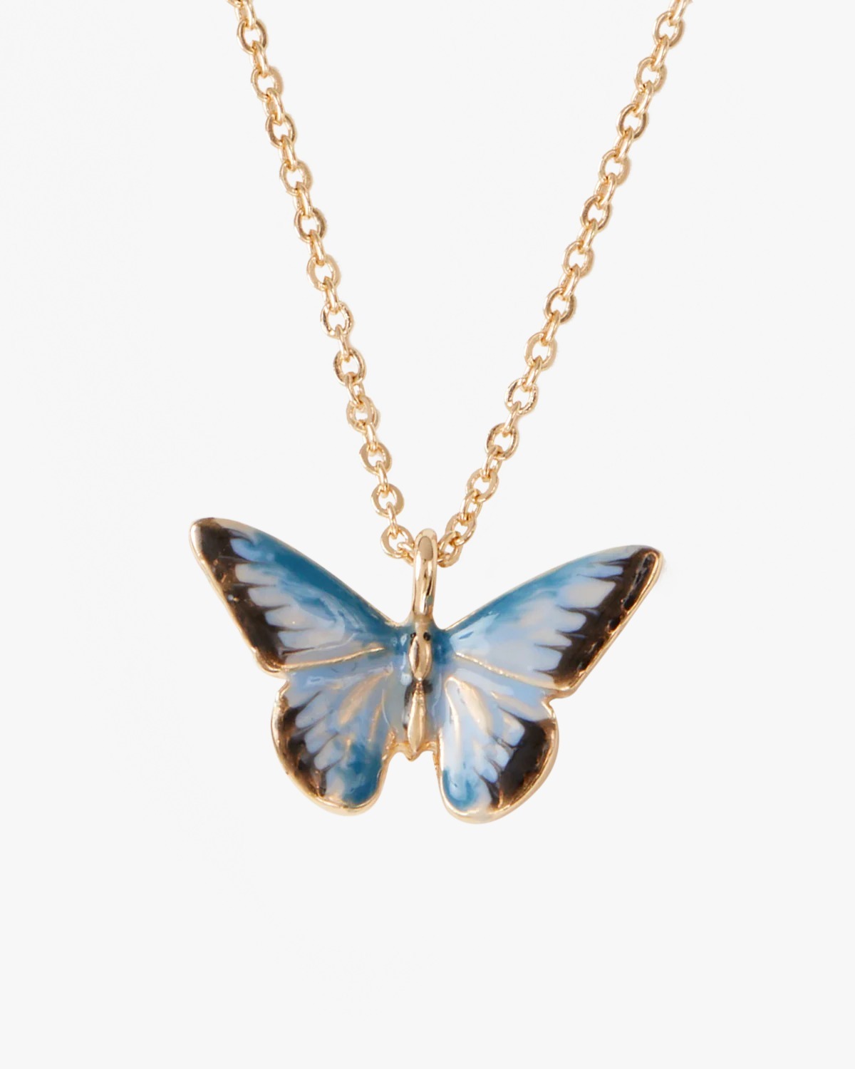 英國代購 -FABLE ENGLAND Enamel Blue Butterfly Short Necklace