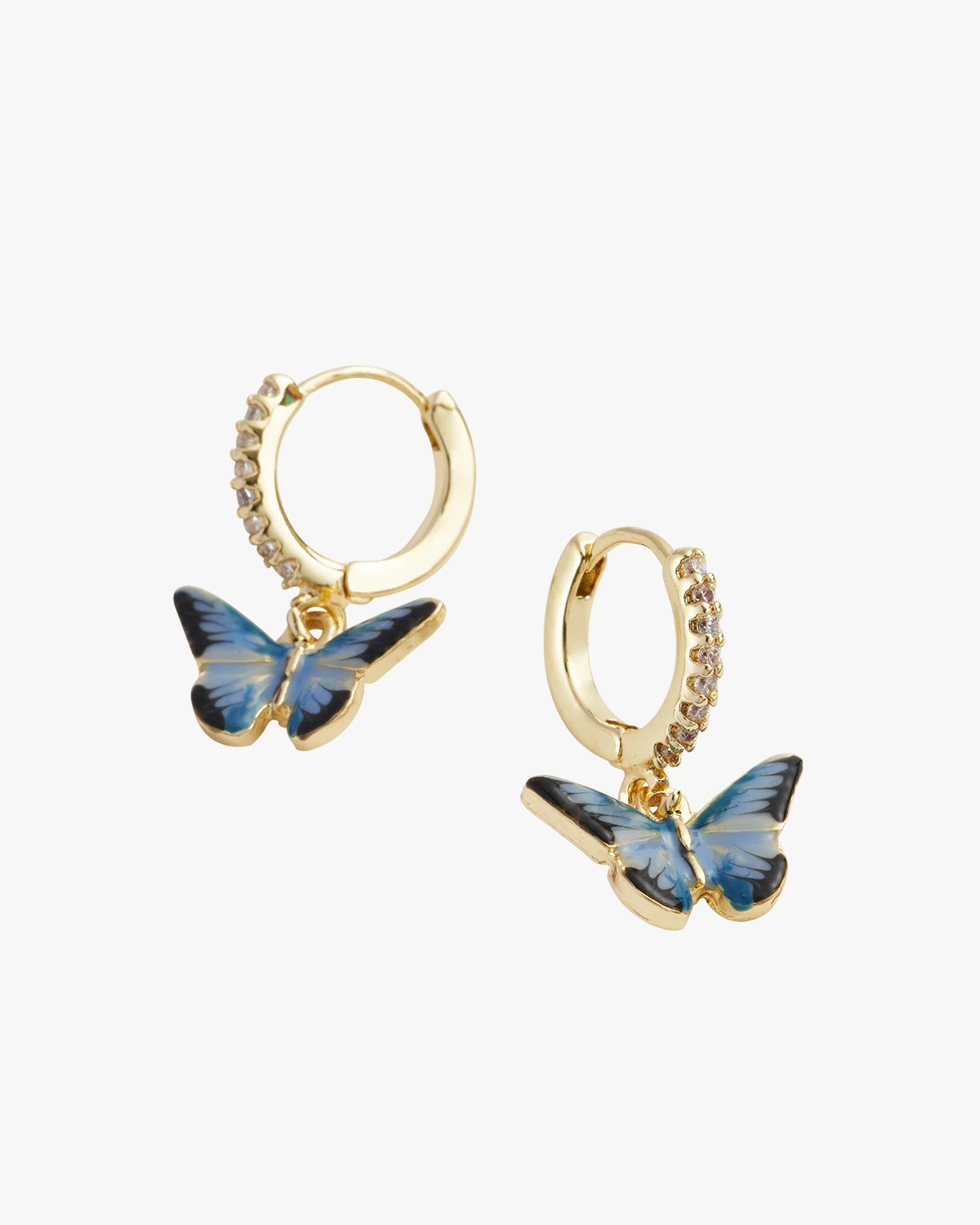 英國代購 -FABLE ENGLAND Enamel Blue Butterfly Huggie Earrings
