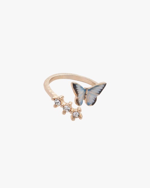 英國代購 -FABLE ENGLAND Enamel Blue Butterfly Ring