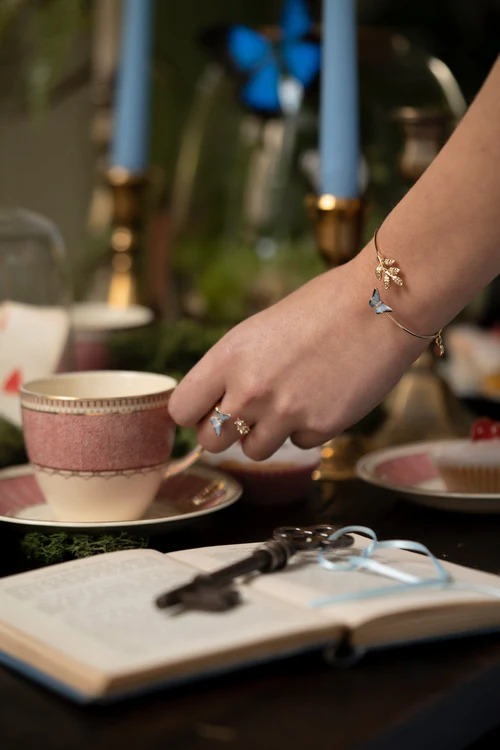 英國代購 -FABLE ENGLAND Enamel Blue Butterfly Bangle