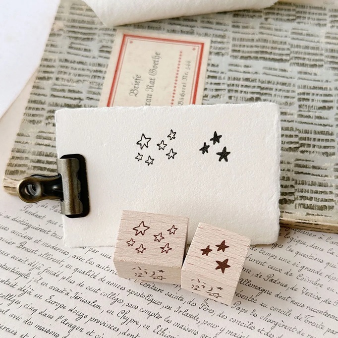 小行星B610．星星在跳舞 櫸木橡皮印章組