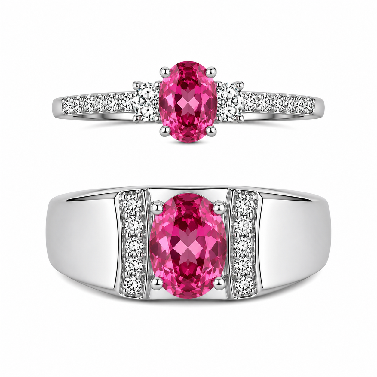 Linéa Duo | Pink Topaz Couple Rings