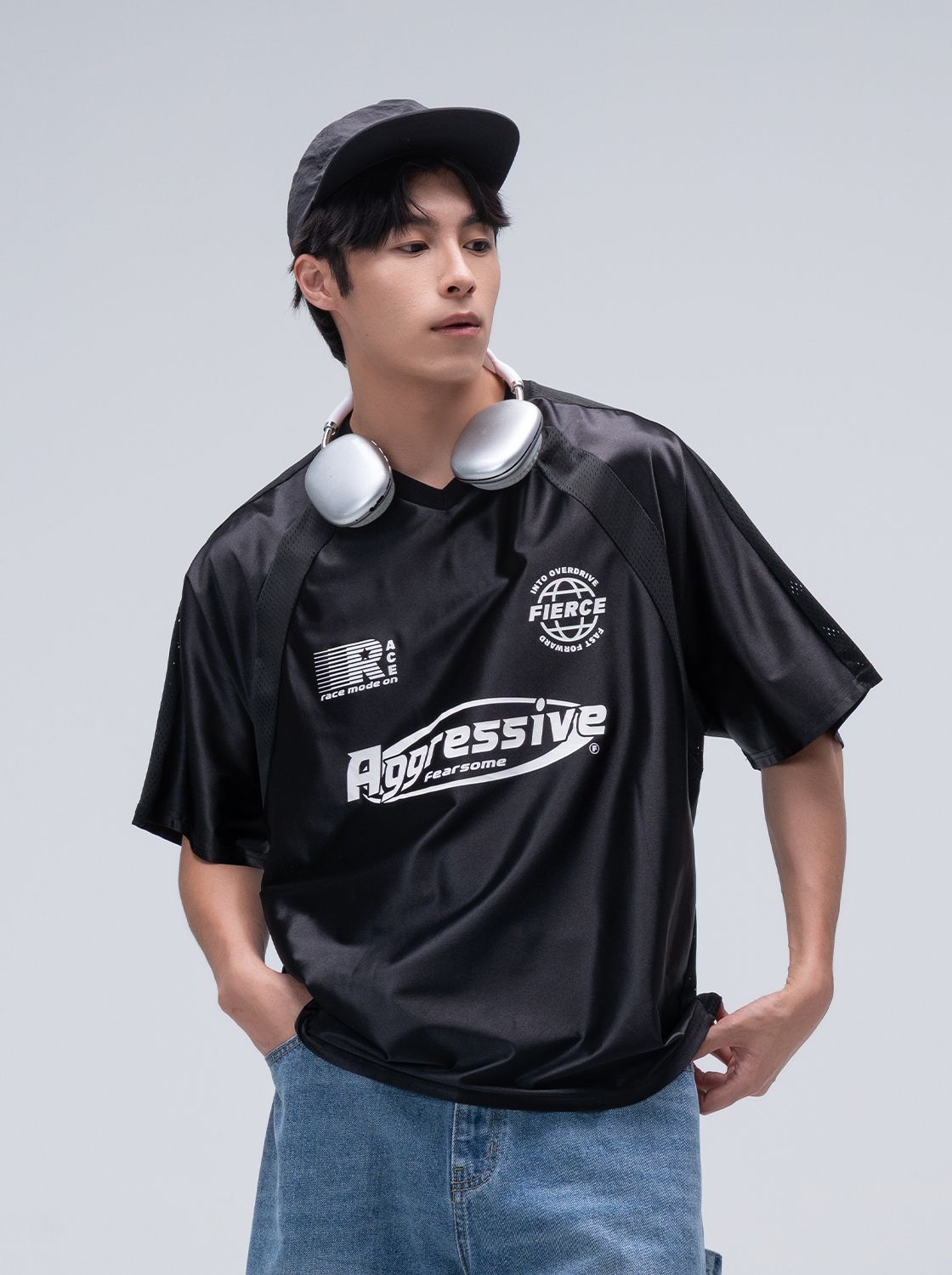 線條拼接短TEE