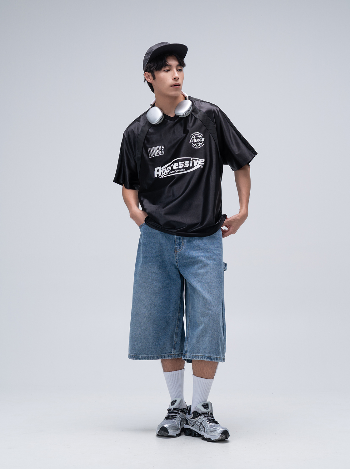線條拼接短TEE